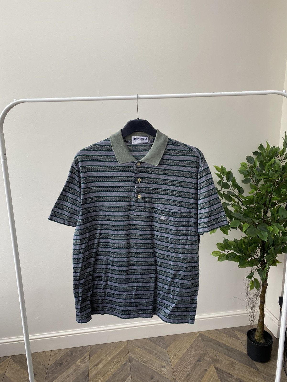 Burberry × Vintage Vintage Burberry Strip Polo T-Shirt Size US M / EU 48-50 / 2 - 1 Thumbnail