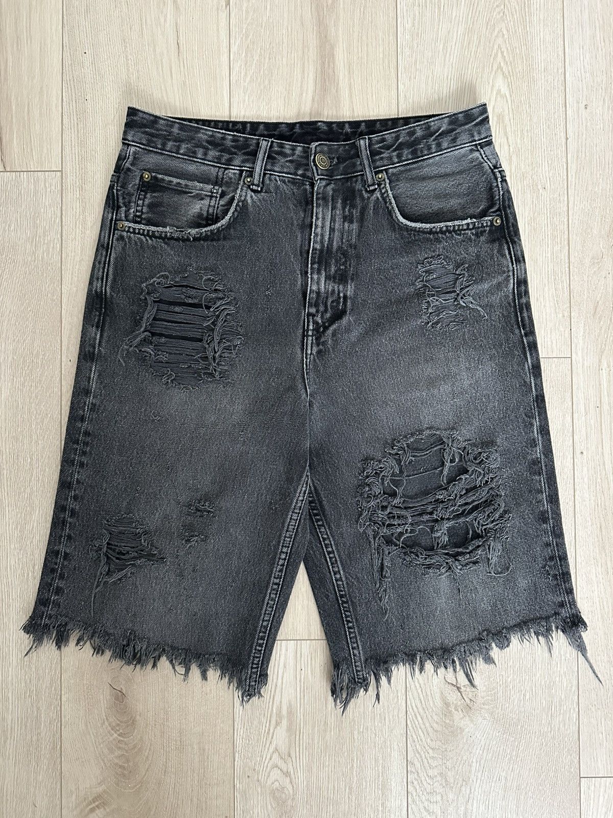 Other Zara x Custom Destressed Denim Shorts Size US 29 - 1 Thumbnail