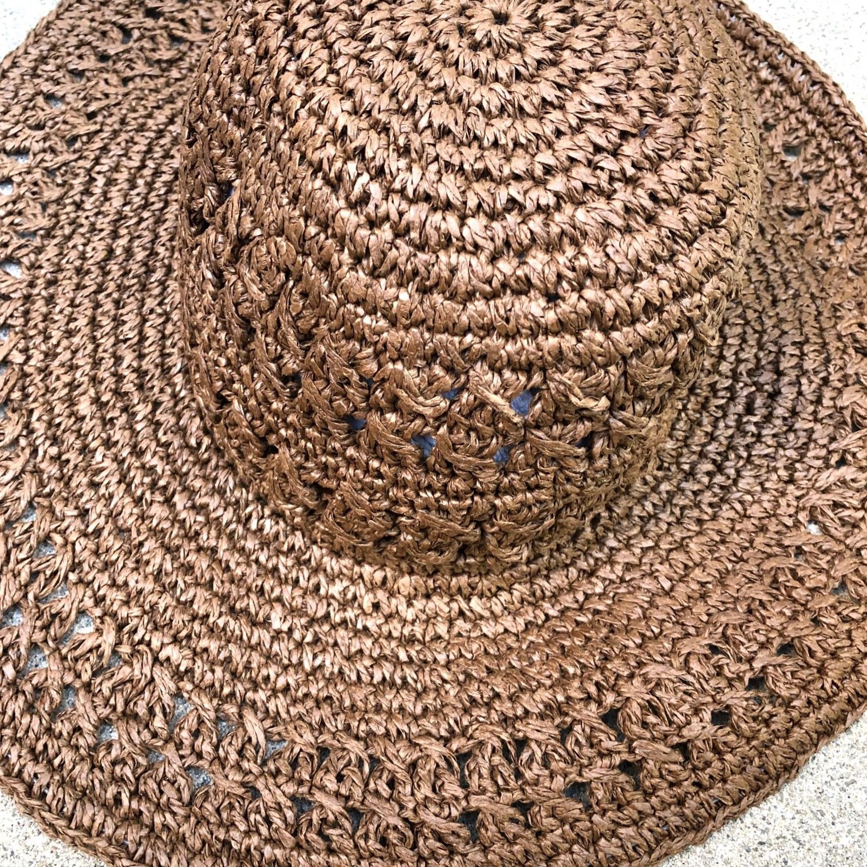 Vintage VINTAGE TIME & TRU Floppy Sun Hat Women's One Size Wide Brim Cap Crochet Brown Packable Sun Hat Womens One Size Brown Packable Size ONE SIZE - 2 Thumbnail