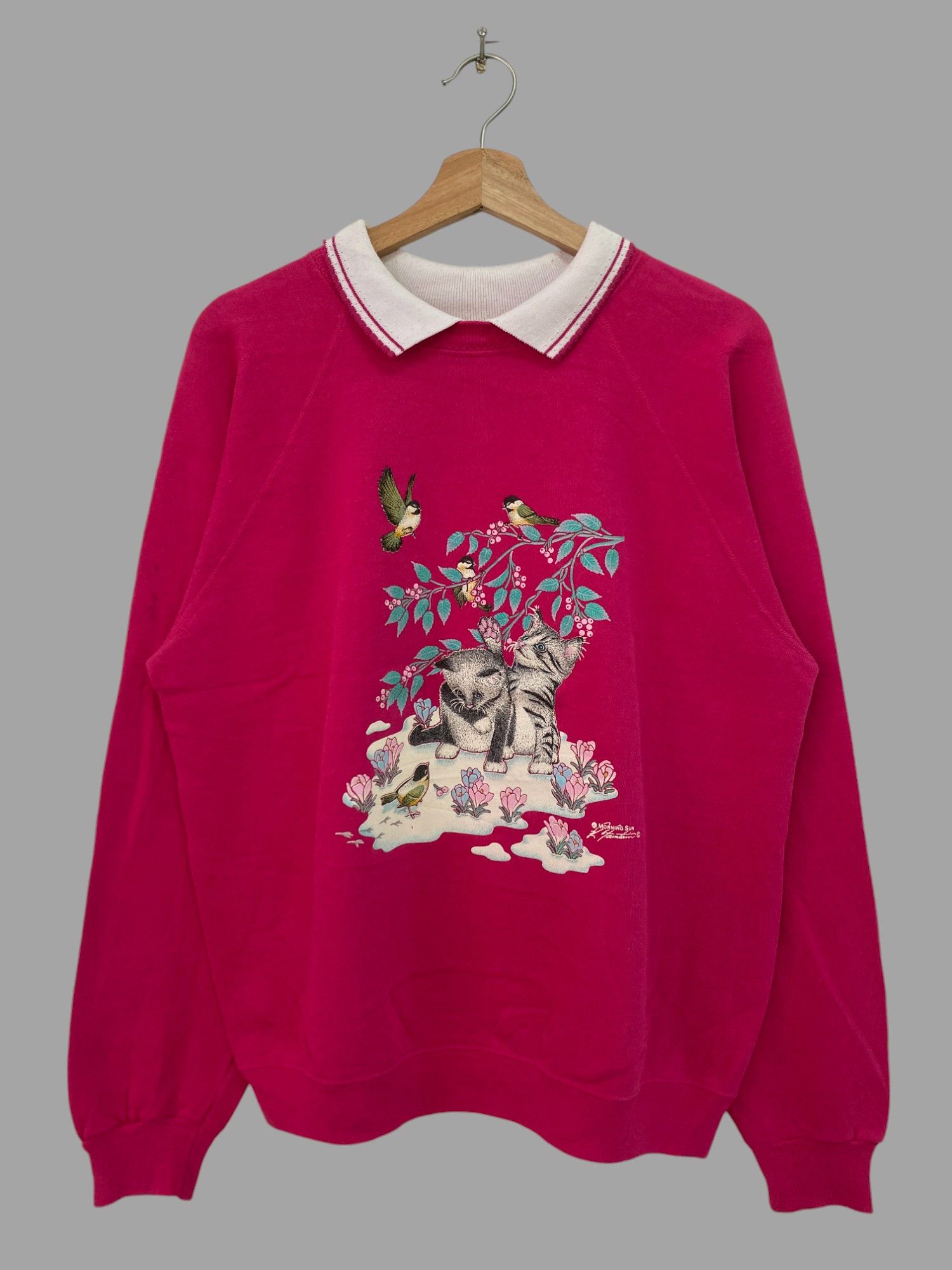 Vintage Vintage Sweatshirt Morningsun kitten Printed Size L / US 10 / IT 46 - 1 Thumbnail