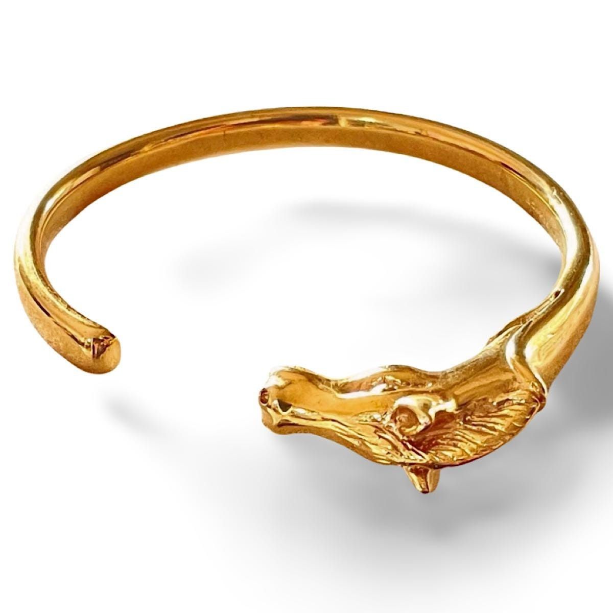 Hermes Vintage Hermes golden horse head design bangle, bracelet. Size ONE SIZE - 6 Thumbnail