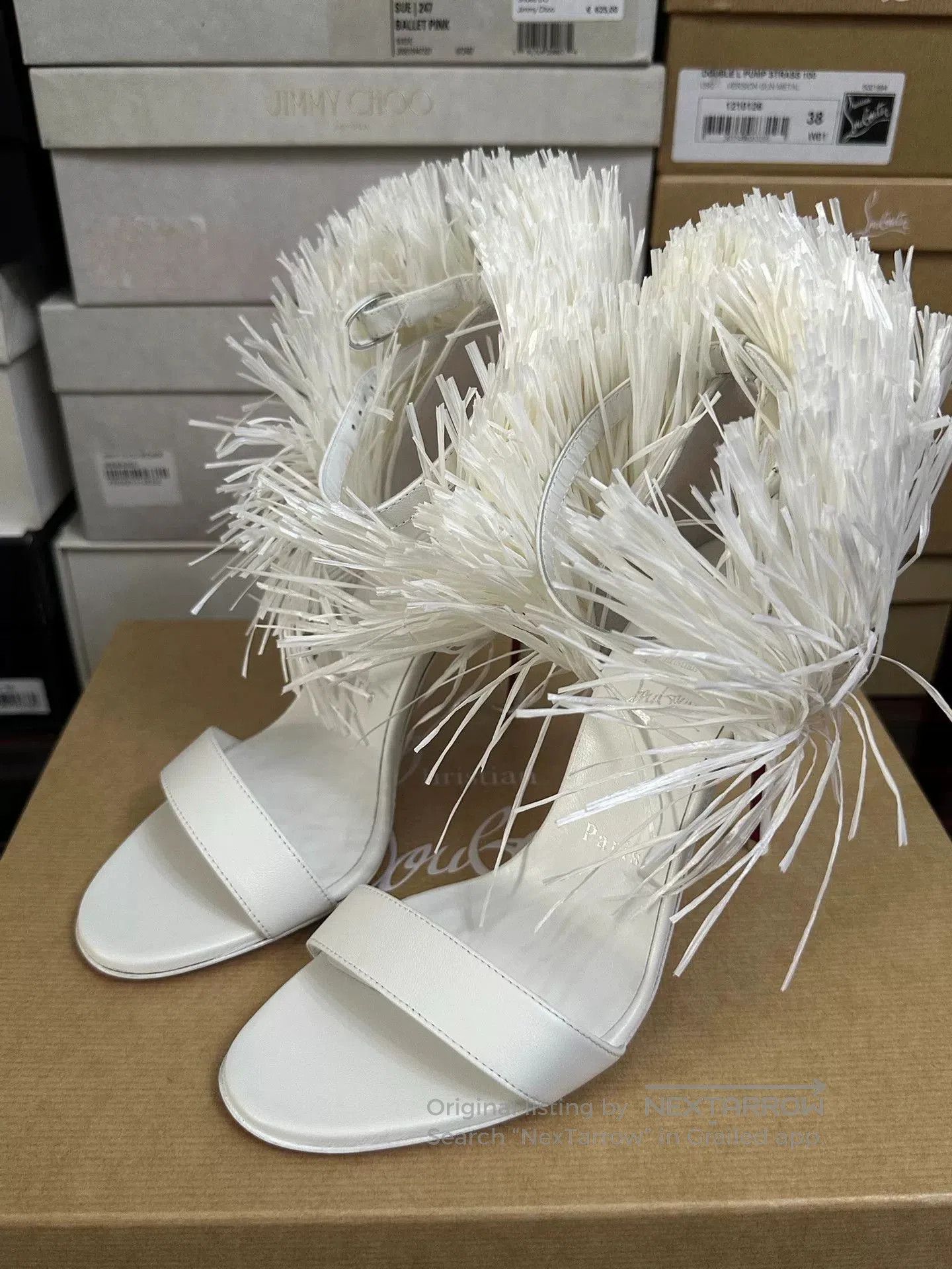 Christian Louboutin Christian Louboutin White Red Sole Heels. Size US 7.5 / IT 37.5 - 5 Thumbnail