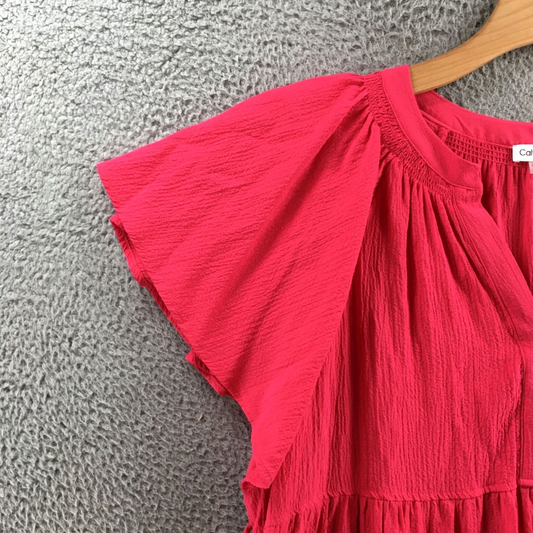 Calvin Klein Calvin Klein Womens Pink Tiered Mini Dress 18M Pink Pull On Short Sleeve Dress Womens 18M Pink Pull On Short Sleeve Size 40" / US 18 - 4 Thumbnail