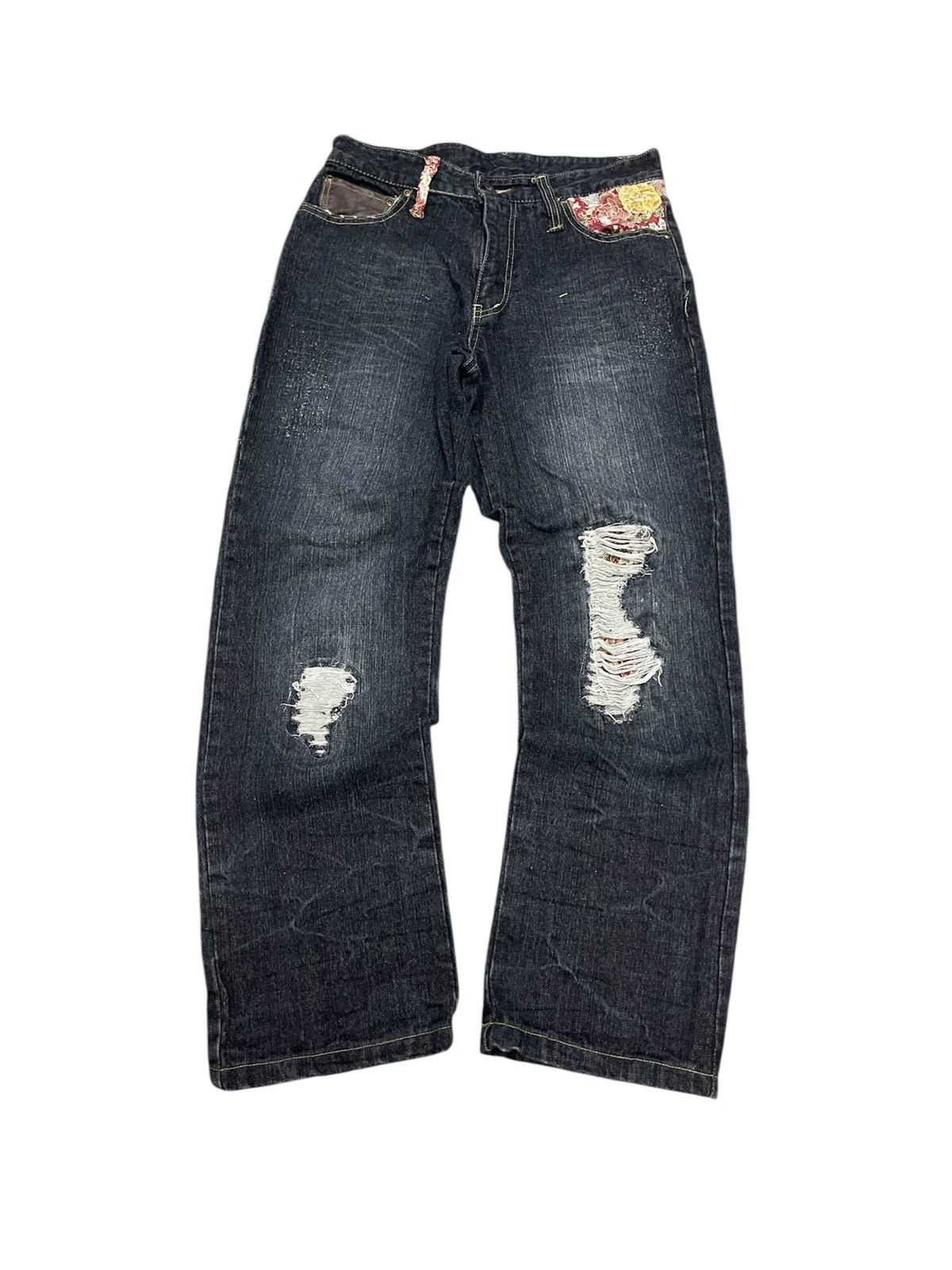 20471120 2000s GUMU BORO SHASHIKO DISTRESSED JEANS RARE DESIGN Size US 29 - 2 Thumbnail
