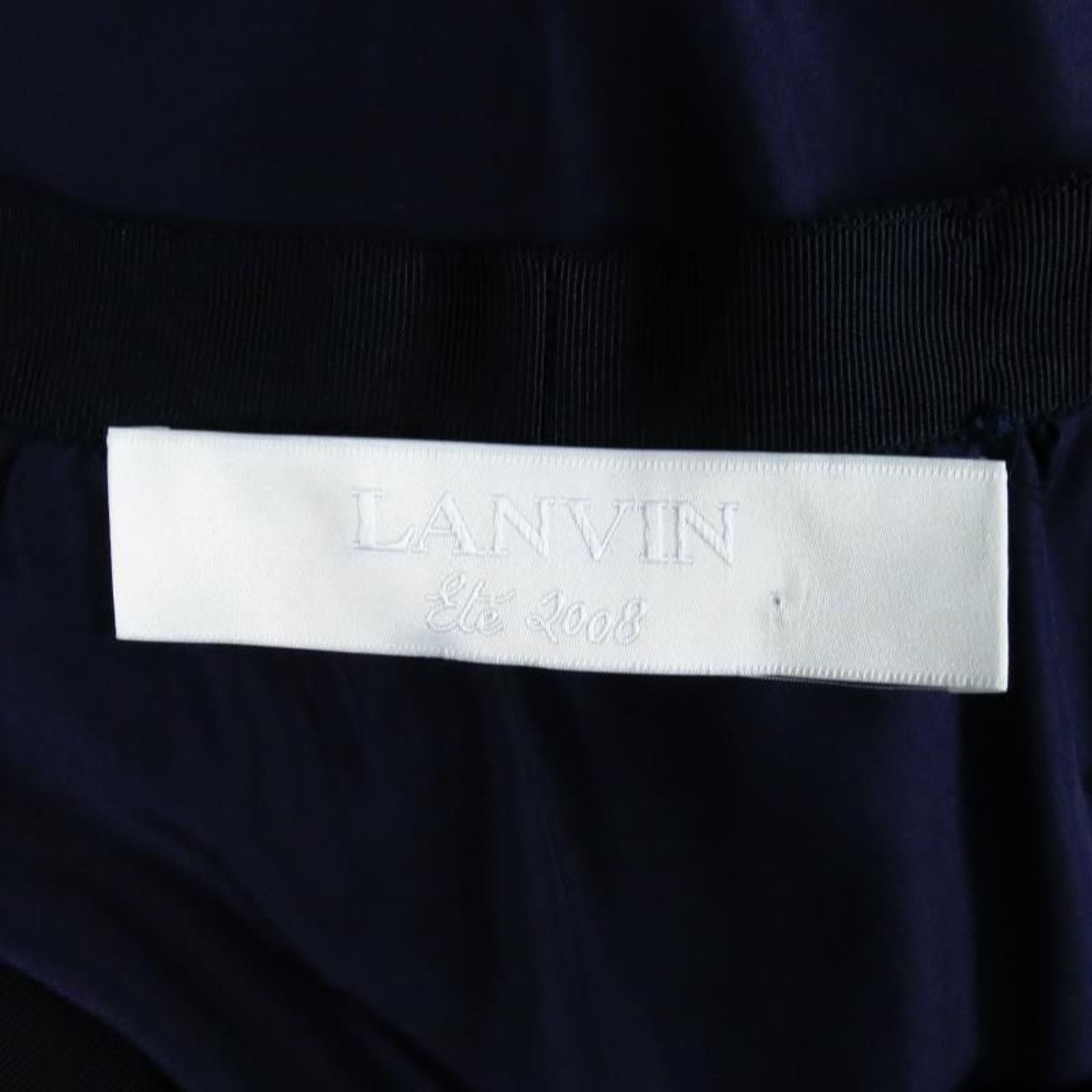 Lanvin SS/S 2008 Size US 6 Navy Silk Ribbon Waist Raw Hemmed Skirt Size 28" / US 6 / IT 42 - 7 Thumbnail