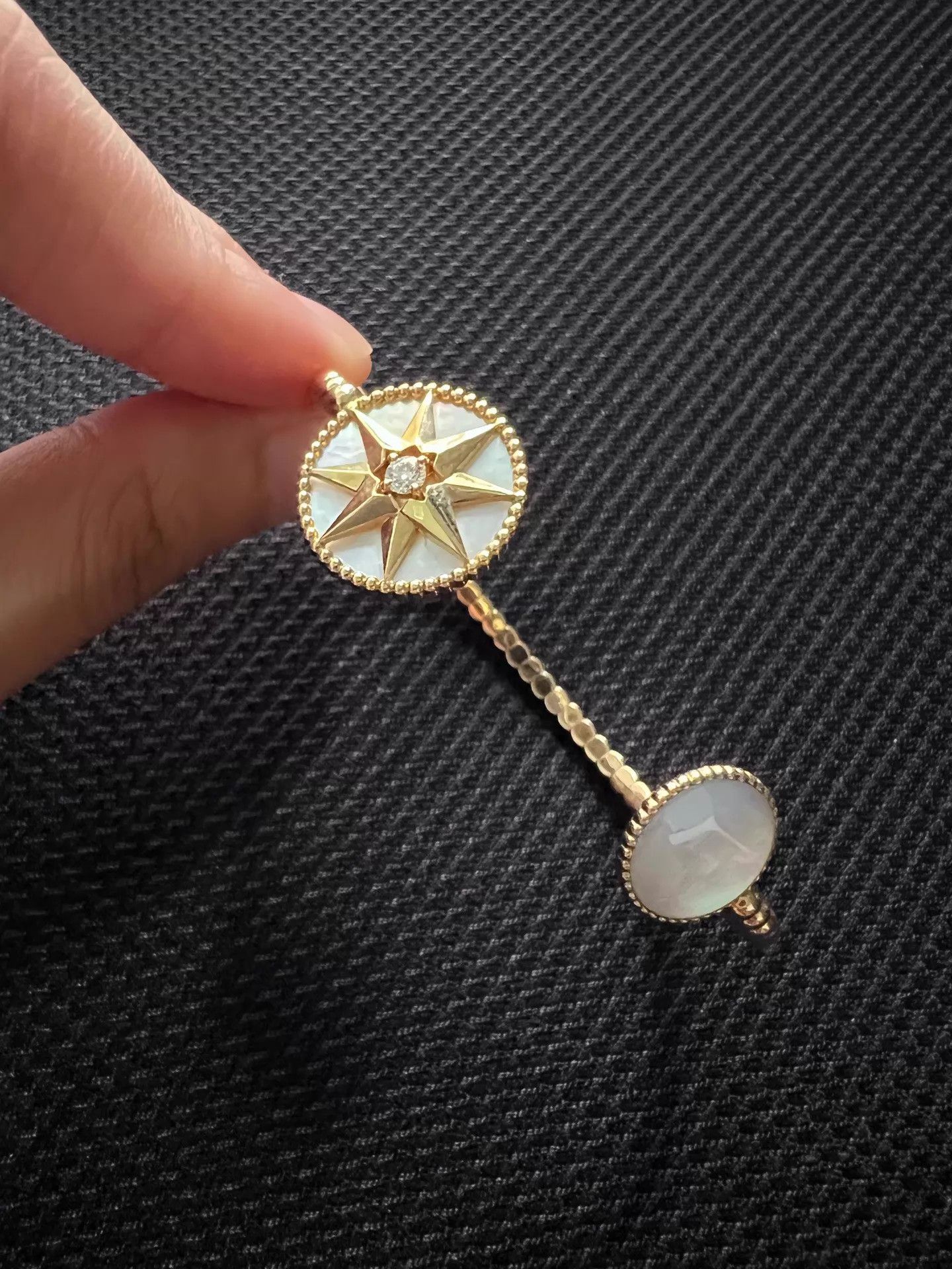 Dior Dior White MOP & Diamond Octagram Compass Open Bangle Size ONE SIZE - 4 Thumbnail