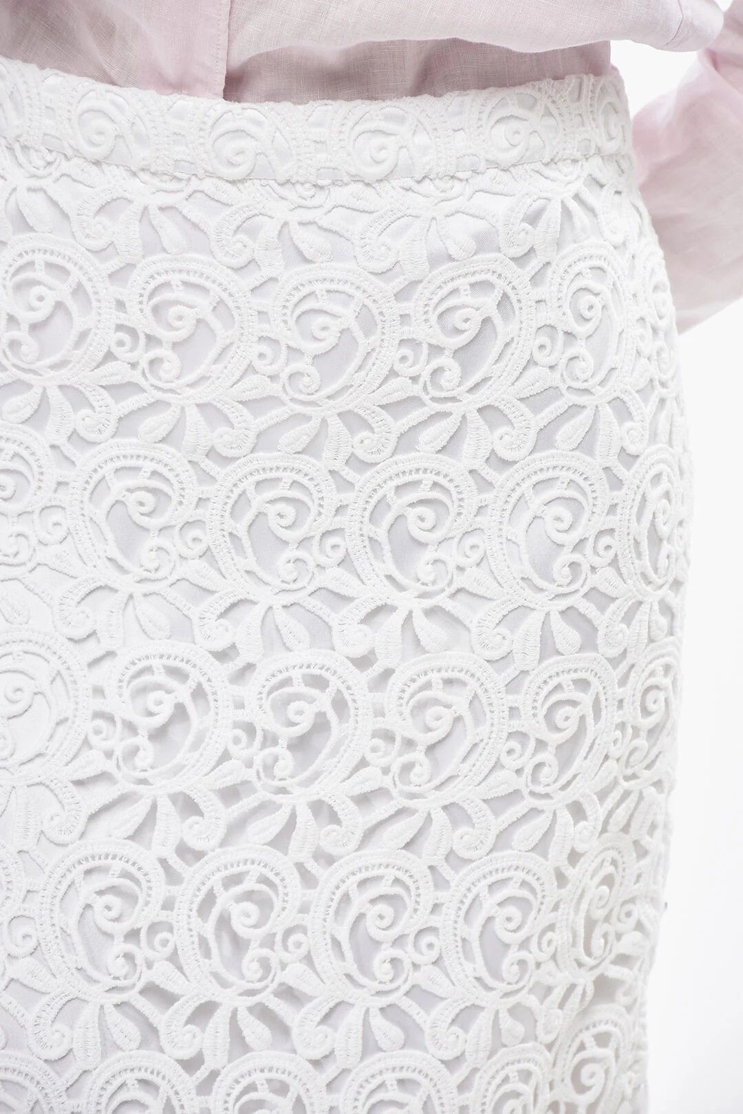 Burberry og1mm0426 Broderie Anglaise Midi Skirt in White Size 27" / US 4 / IT 40 - 3 Thumbnail