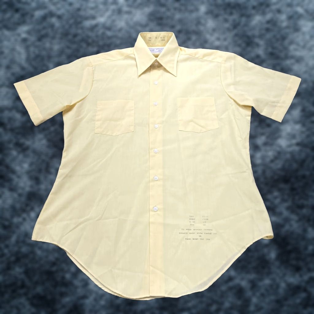 Sears VINTAGE Sears Shirt Mens 15.5 Yellow Perma Prest Easy Care Short Sleeve Camp 80s Size US L / EU 52-54 / 3 - 1 Thumbnail