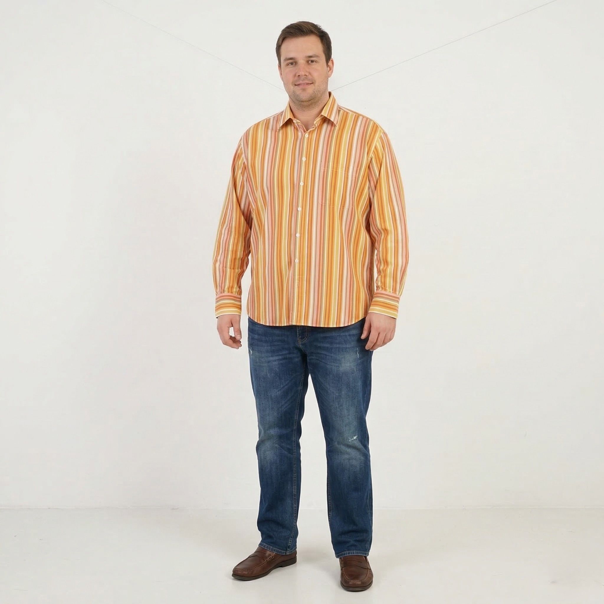 Gant Gant Men XL Casual Shirt Orange Striped Cotton 7202 Size US XL / EU 56 / 4 - 1 Thumbnail