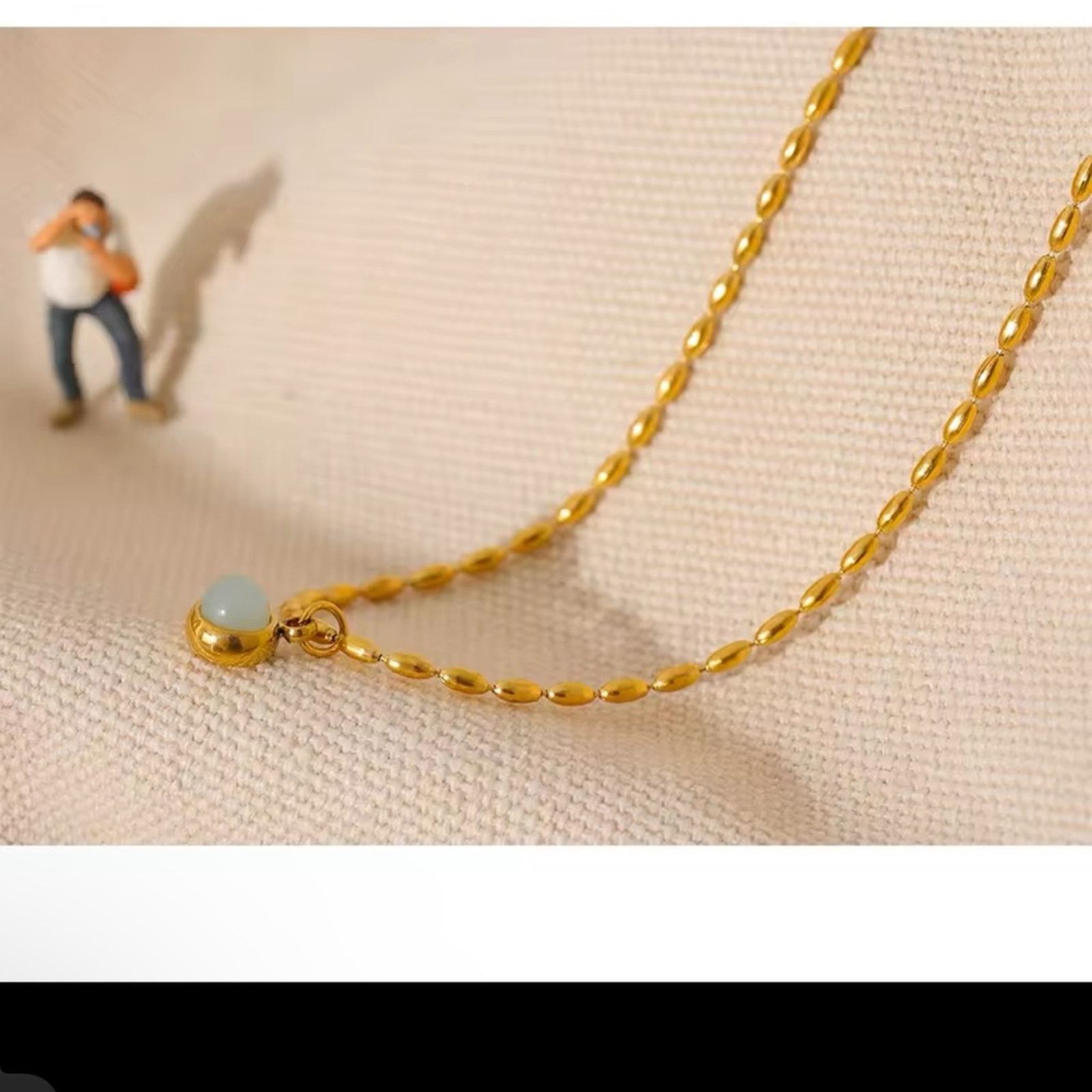 Other Small Aventurine Natural Stone Pendant Stainless Steel 18k Size ONE SIZE - 3 Thumbnail