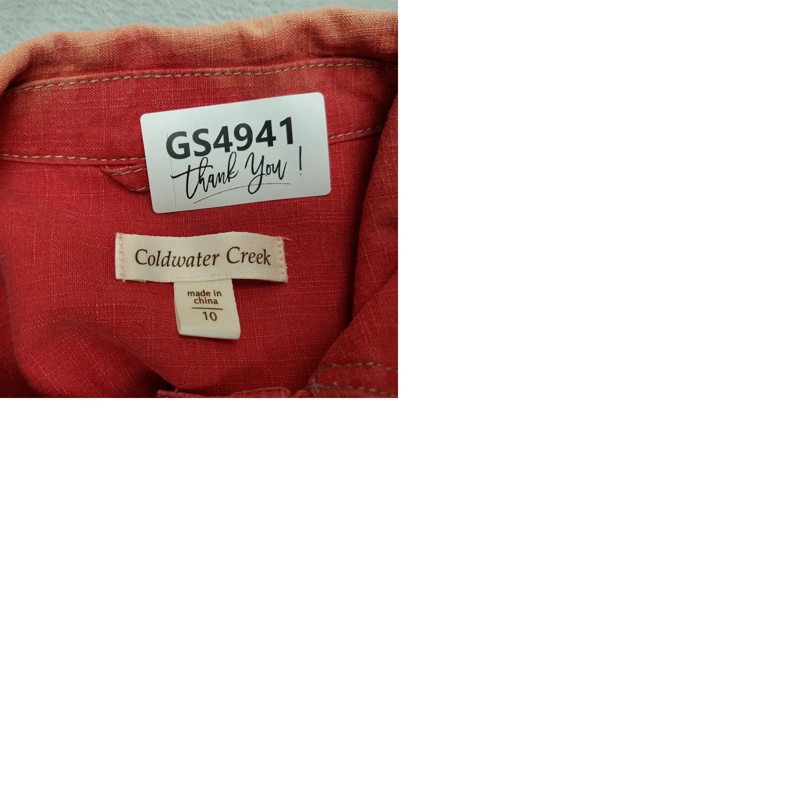 Coldwater Creek Coldwater Creek Jacket Womens 10 Red Linen Blend Sun Faded Long Sleeve Casual Shirt, Women, 1960s USA Theme Size L / US 10 / IT 46 - 9 Thumbnail