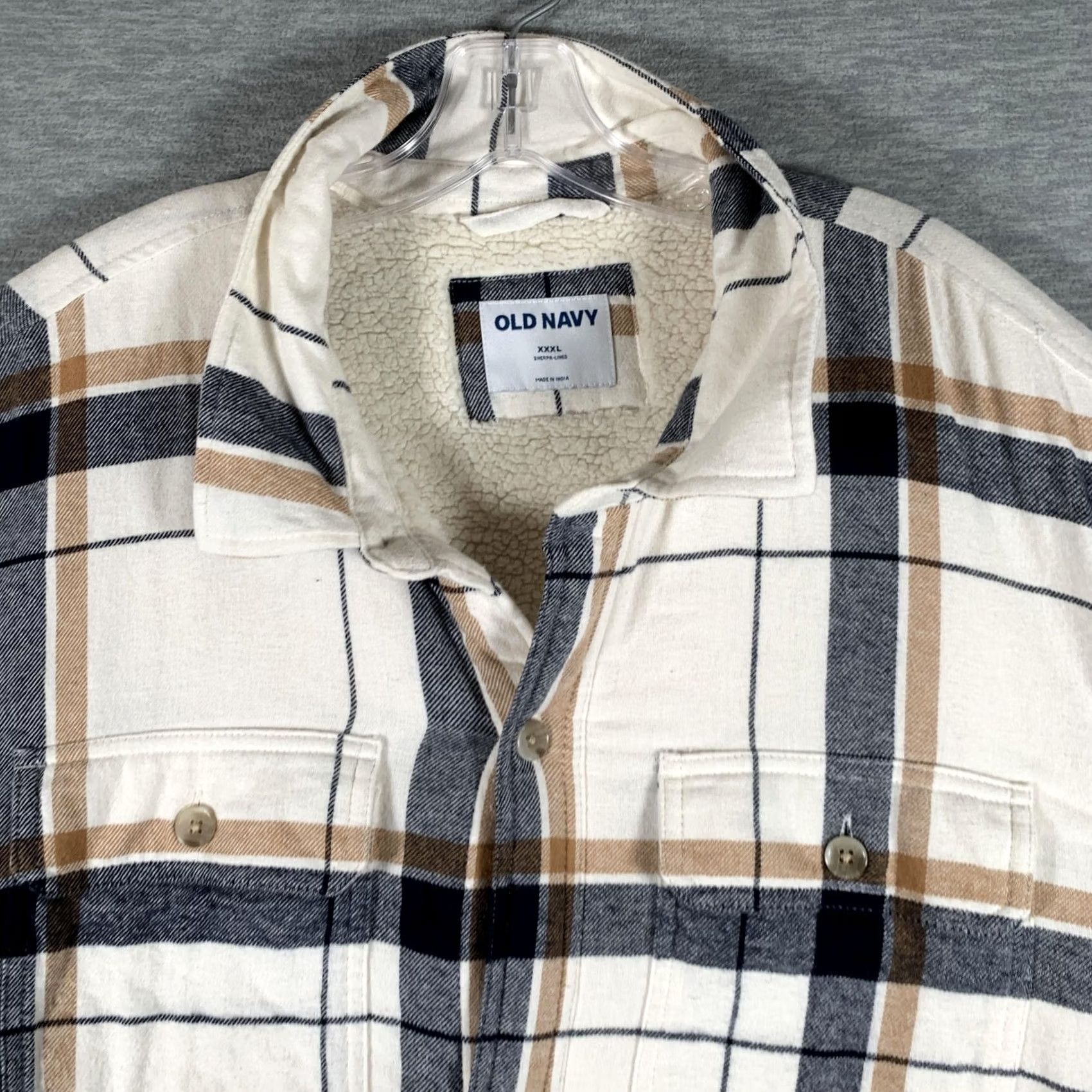 Old Navy Old Navy Jacket Mens 3XL White Plaid Sherpa Lined Flannel Shirt Puffer Size US XXL / EU 58 / 5 - 6 Thumbnail