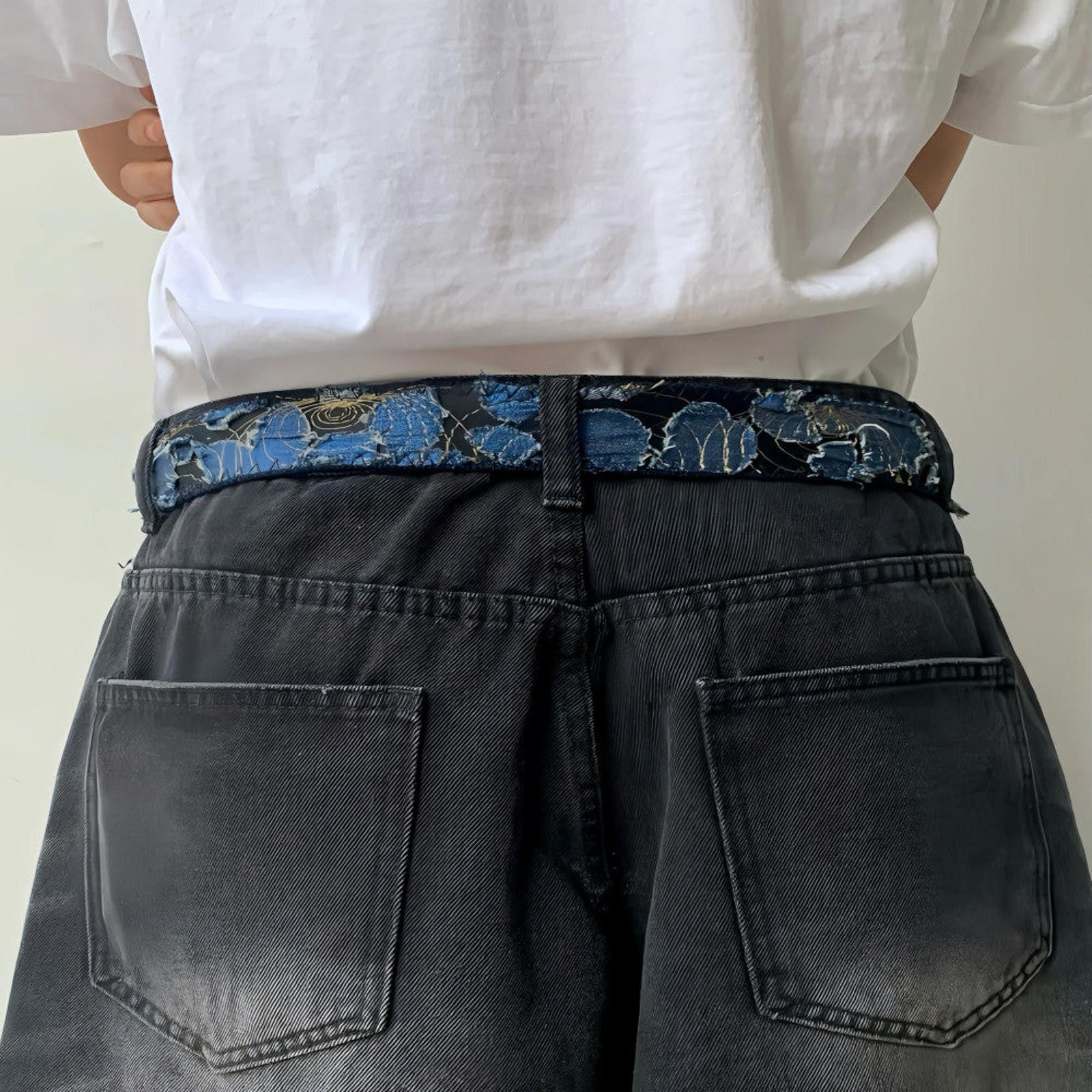 Japanese Brand Blue Floral Print Belt Size ONE SIZE - 3 Thumbnail