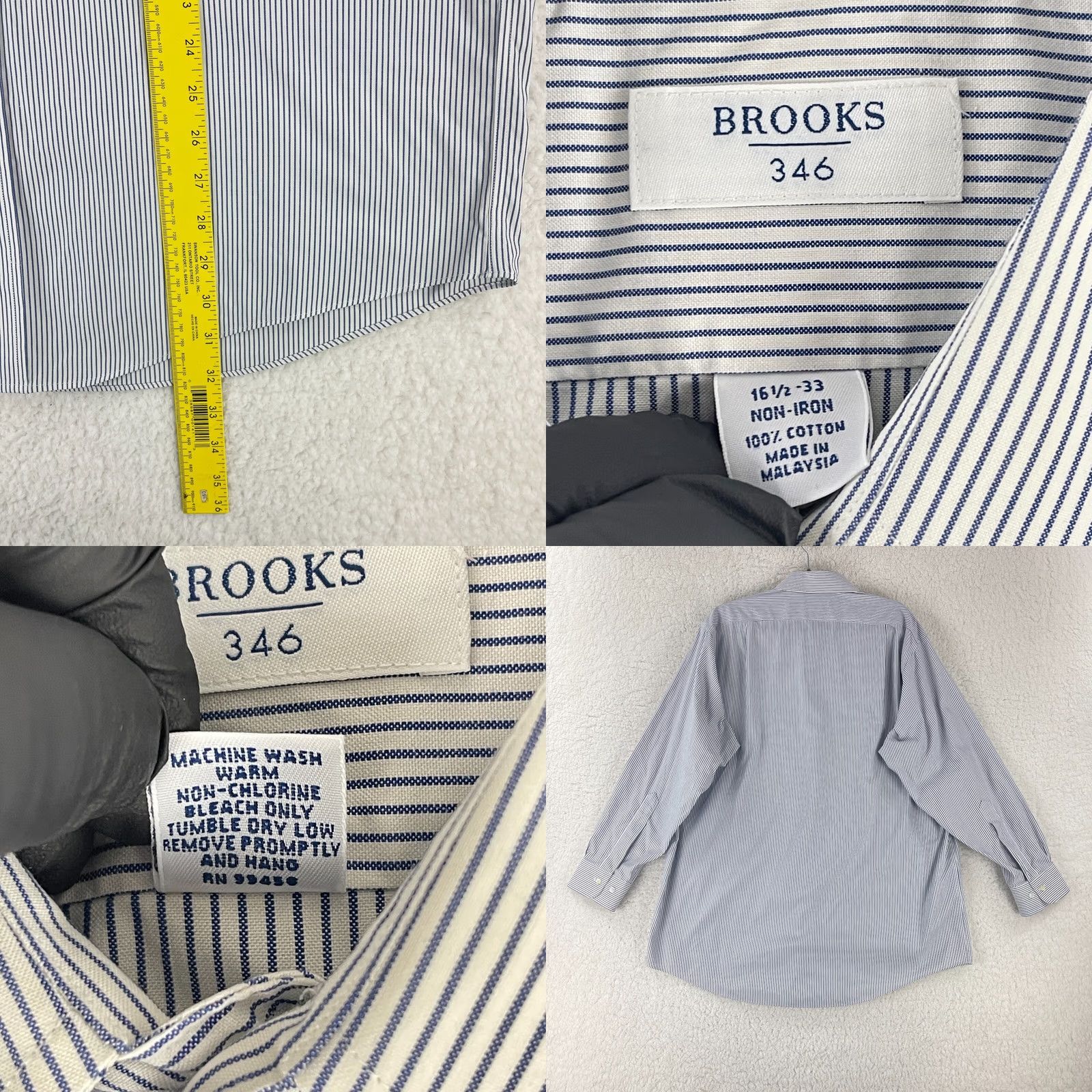 Brooks Brothers Brooks Brothers 346 Blue White Stripe Dress Shirt Mens Medium Cotton Button-Up Shirt Size 40R - 8 Thumbnail