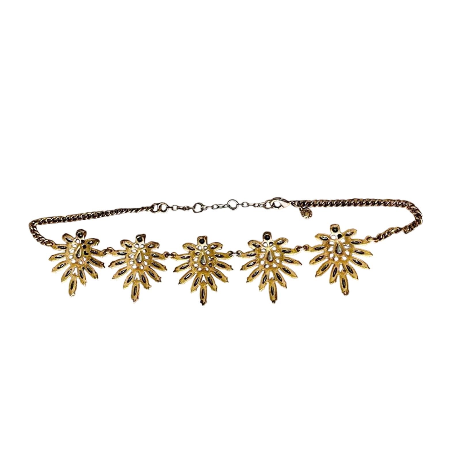 J.Crew J. Crew Gold Rhinestone Crystal Cluster Statement Necklace Size ONE SIZE - 5 Thumbnail