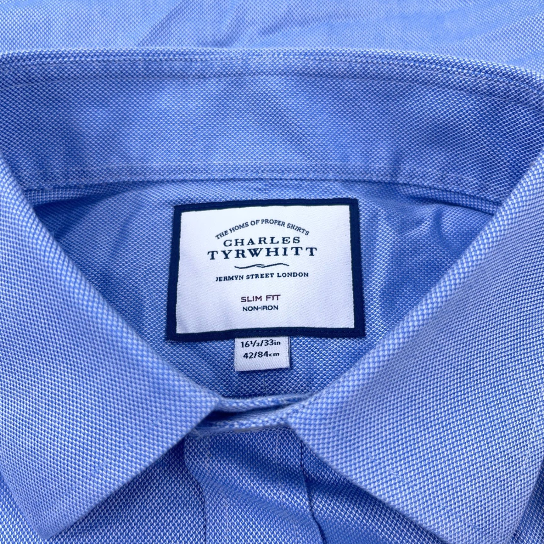 Charles Tyrwhitt Charles Tyrwhitt Shirt Men 16.5 33 Blue Button Up Slim Fit Oxford Cloth Dress A9 Size 42R - 4 Thumbnail