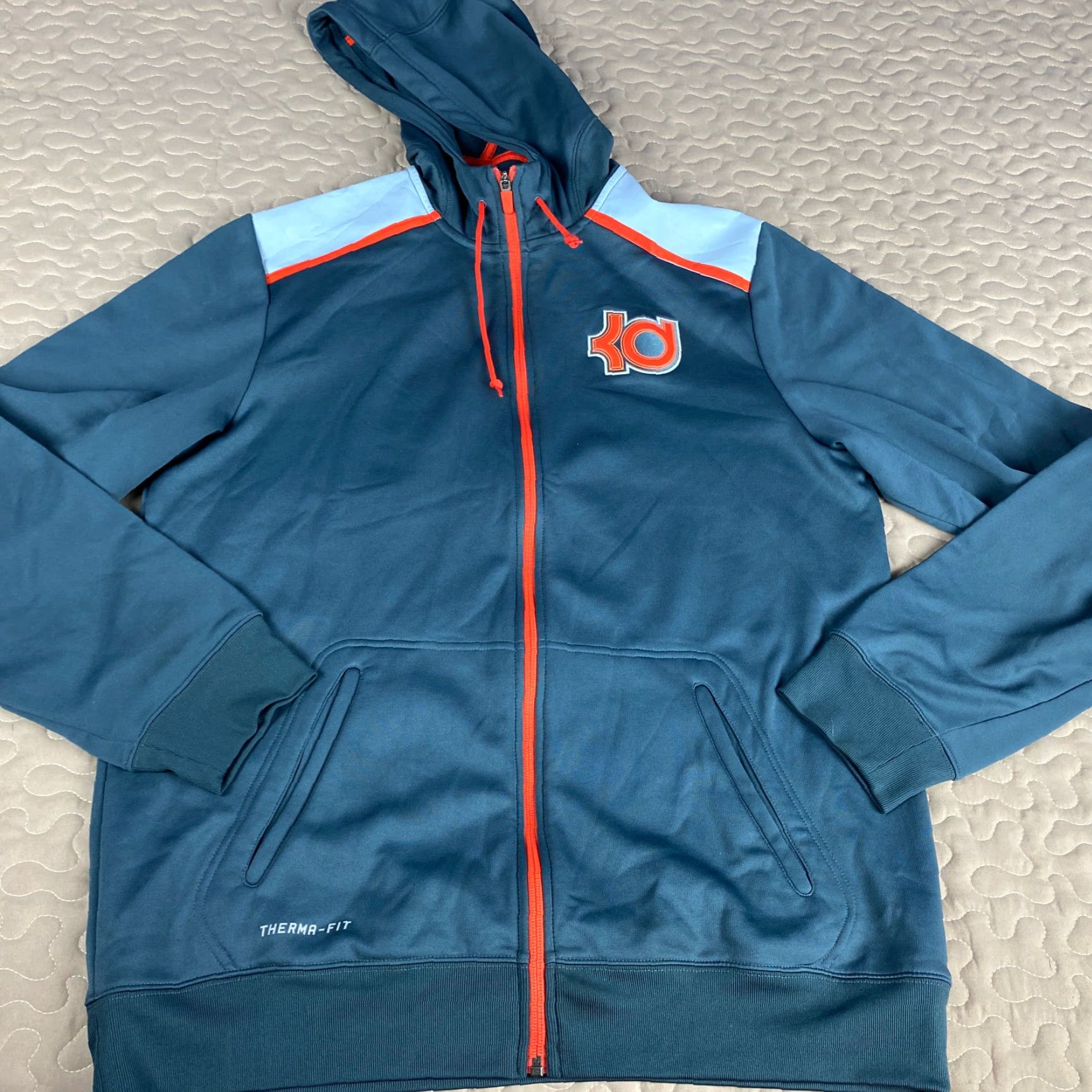 Nike VINTAGE Kevin Durant KD Nike Therma Fit Hoodie Jacket Sweatshirt LT Tall Basketball Mens Gray Full Zip KD Basketball Size US L / EU 52-54 / 3 - 6 Thumbnail