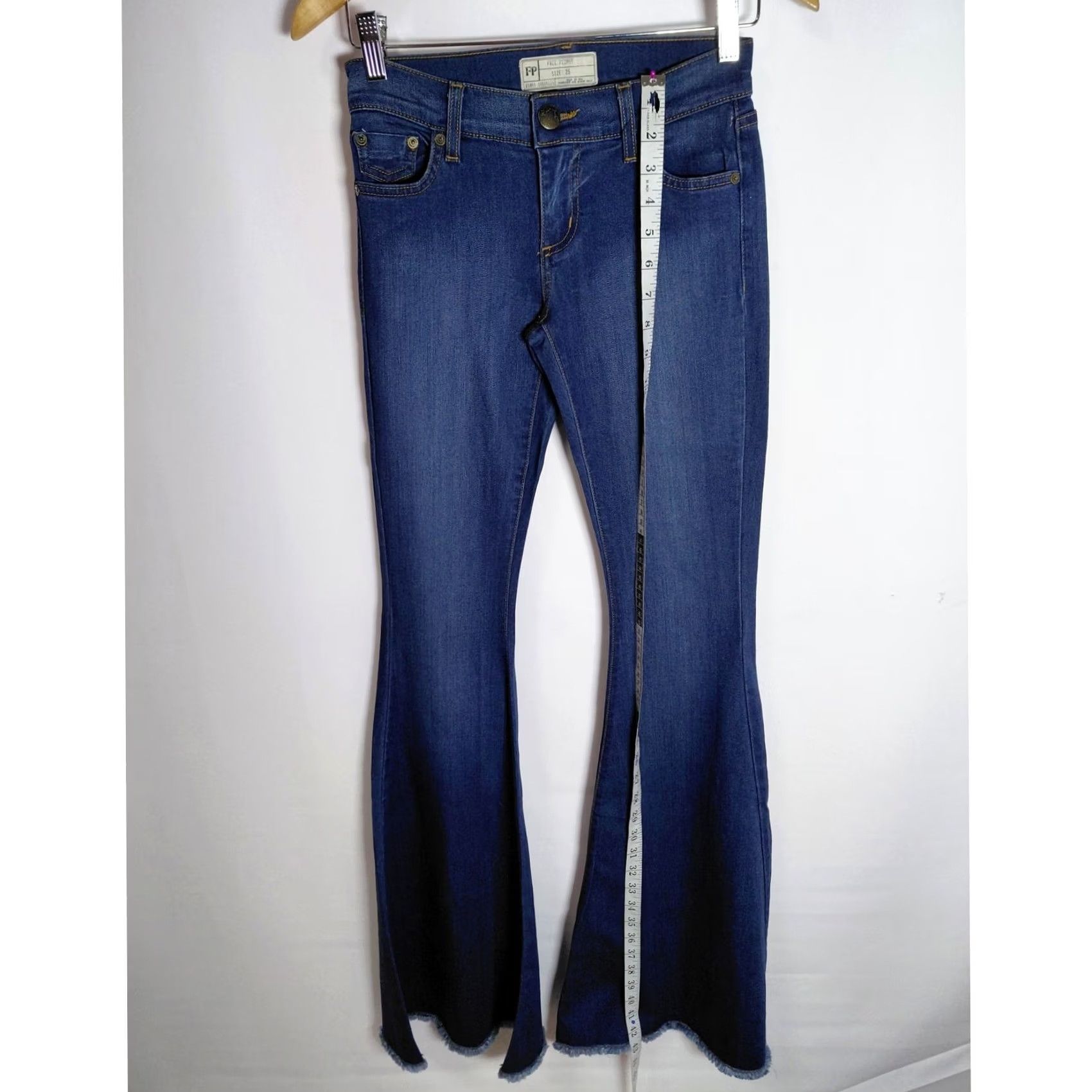 Free People FREE PEOPLE Jeans Blue Solid Denim Women Size 25 Regular Flared Stretch Comfort Spring Fall Party Girls`? No Size 42" / US 20 - 7 Thumbnail