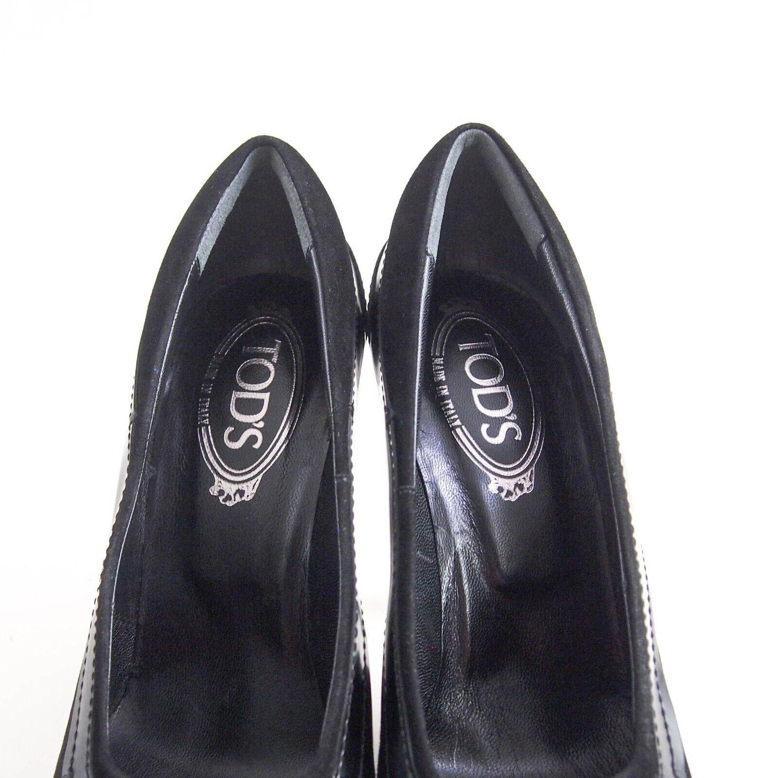 Tod's Tod's High Heel Pumps Black Leather Suede US 9 EU 39 $760 Size US 9 / IT 39 - 4 Thumbnail