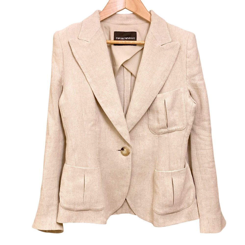 Emporio Armani Emporio Armani Emporio Armani Linen Lyocell Tailored Jacket Textile Outerwear DUTY FREE for USA Size ONE SIZE - 1 Thumbnail