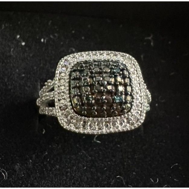 Other Genuine Deep Blue Diamond Ring Size 7 - Pretty Cushion Cut D Size ONE SIZE - 2 Thumbnail