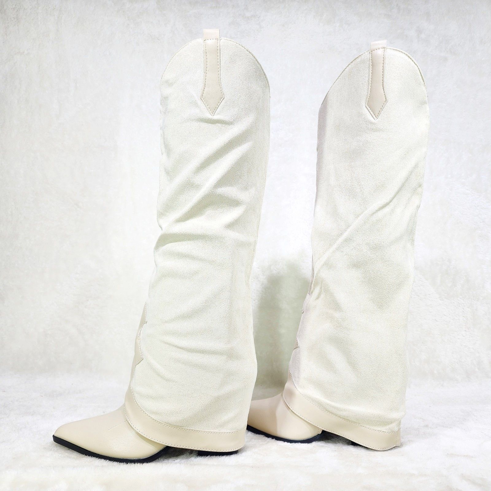 Branded Cream Beige Skirted Fold Over Country Western Knee H