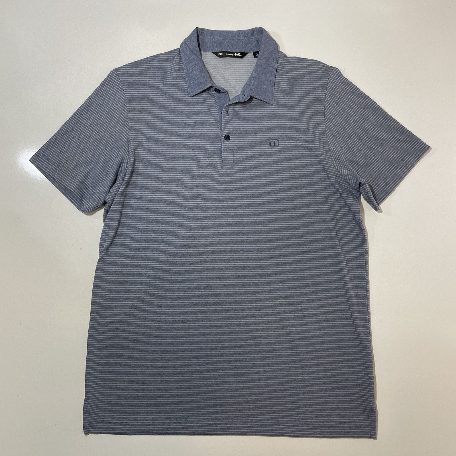 TravisMathew Travis Mathew Golf Polo Shirt Men’s Large Micro Stripe Blue Size US L / EU 52-54 / 3 - 1 Thumbnail