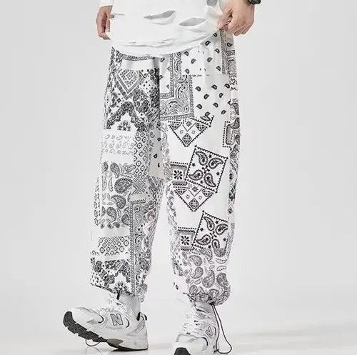 Jean 20AW Indigo Union Japan White Bandana Paisley Jogger Pants Size US 31 - 2 Thumbnail