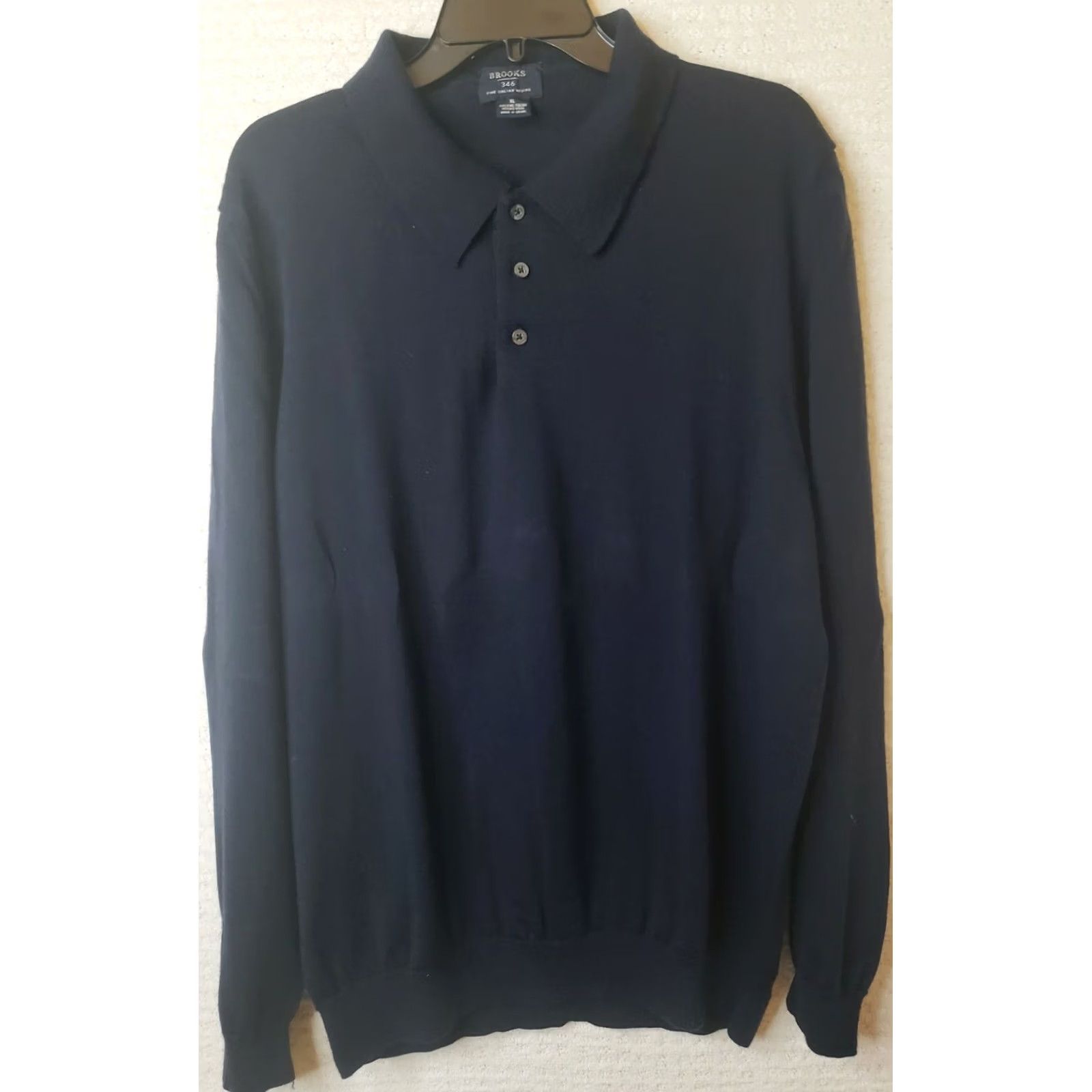 Brooks Brothers Brooks Brothers 346 100% Merino Wool Pullover Sweater Shirt XL Navy Men Long Sleeve Collared Crewneck/Standard Fit Regular Shirt Size US XL / EU 56 / 4 - 2 Thumbnail