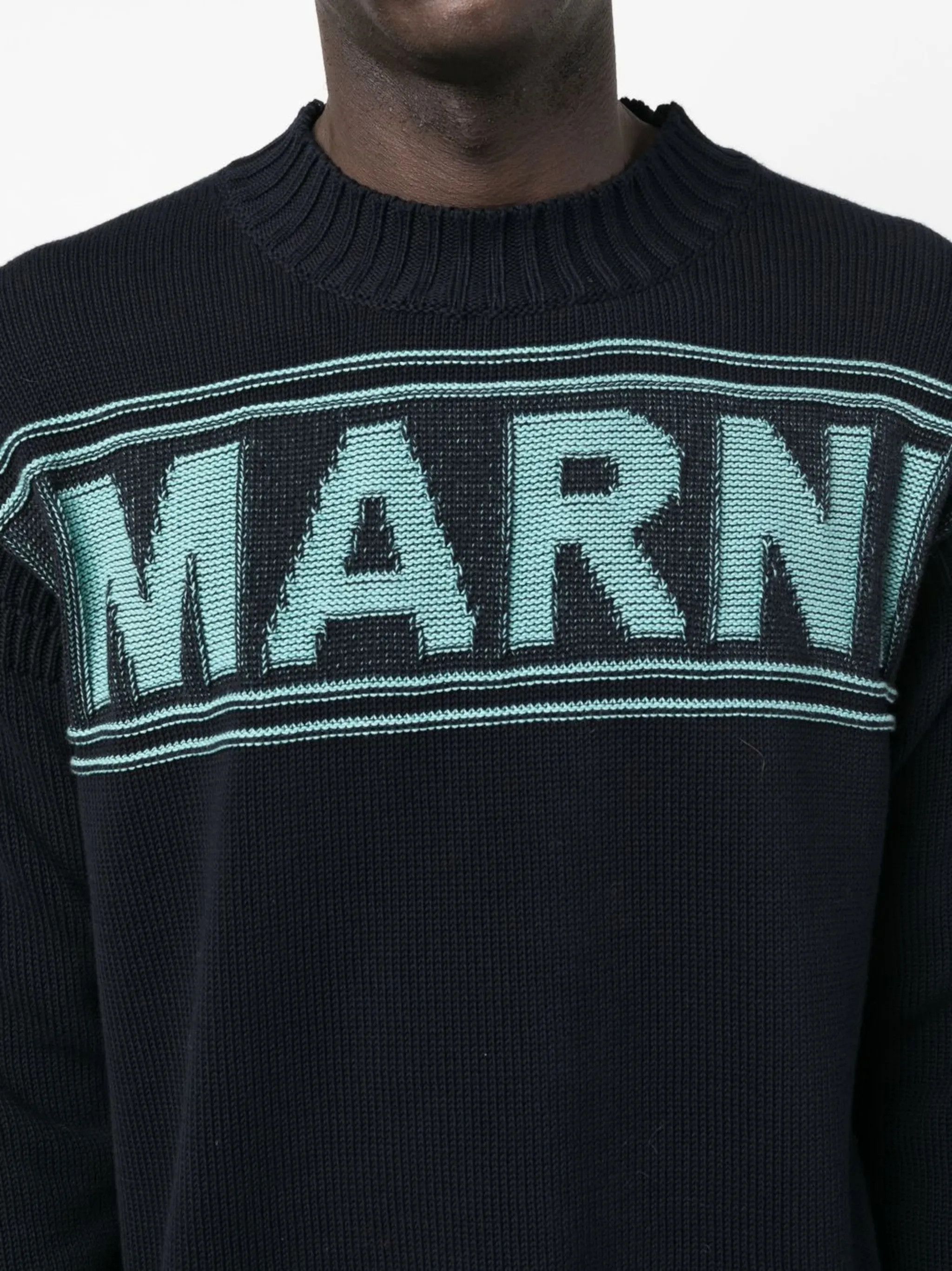 Marni o1y0225 Logo Crewneck Sweater in Navy Size US L / EU 52-54 / 3 - 3 Thumbnail