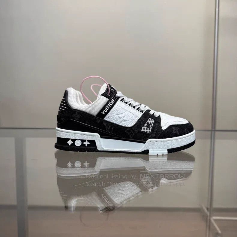 Louis Vuitton Louis Vuitton Trainer Black and White Denim shoes Size US 6 / IT 36 - 3 Thumbnail