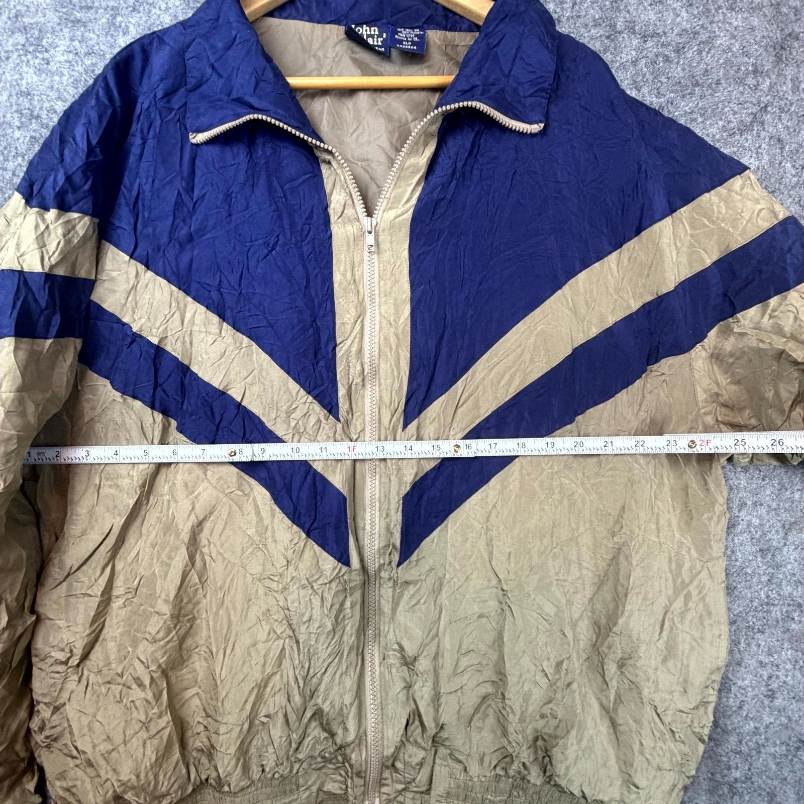 Blair Vintage John Blair Windbreaker Jacket XL Brown Blue Silk 90s Size US XL / EU 56 / 4 - 3 Thumbnail