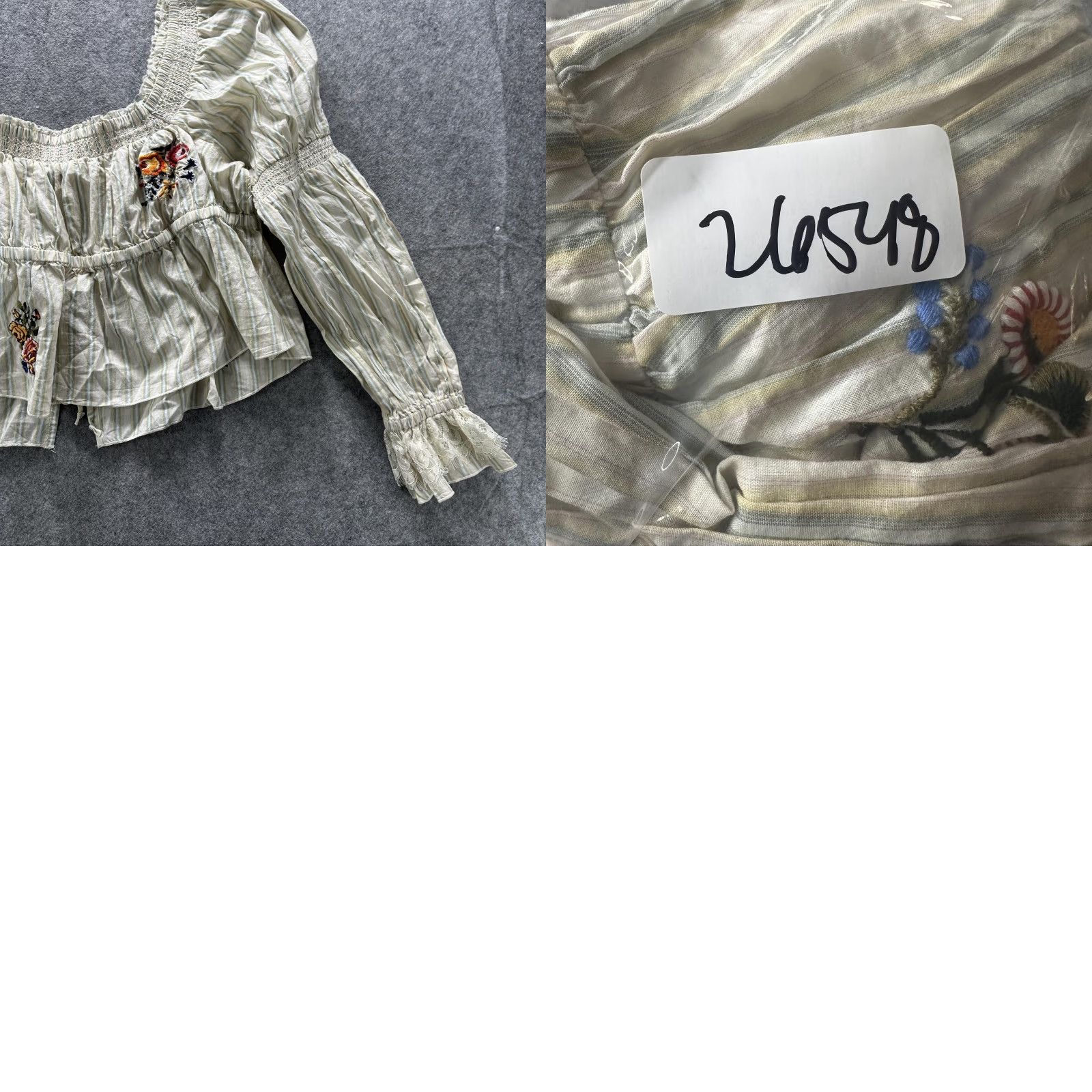 Vintage Kimchi Blue Top Womens XL White Stripe Floral Boho Peasant Rose Tyrie Size XL / US 12-14 / IT 48-50 - 11 Thumbnail