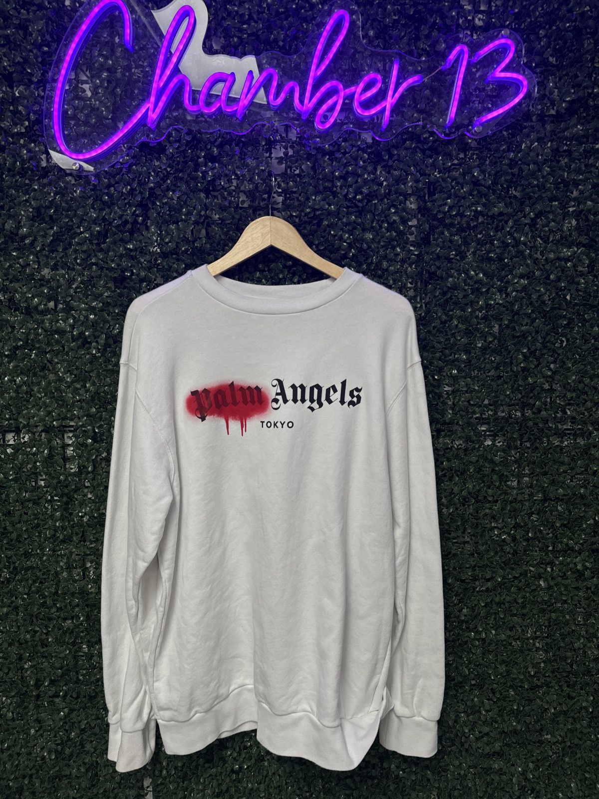 image of Palm Angels Tokyo Crewneck in White, Men's (Size Medium)