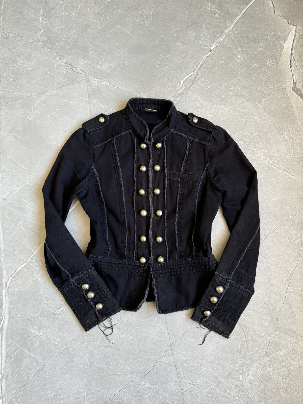 Hysteric Glamour 00s Military Napoleon Denim Jacket PPFM Balmain Style Y2k Size S / US 4 / IT 40 - 1 Thumbnail