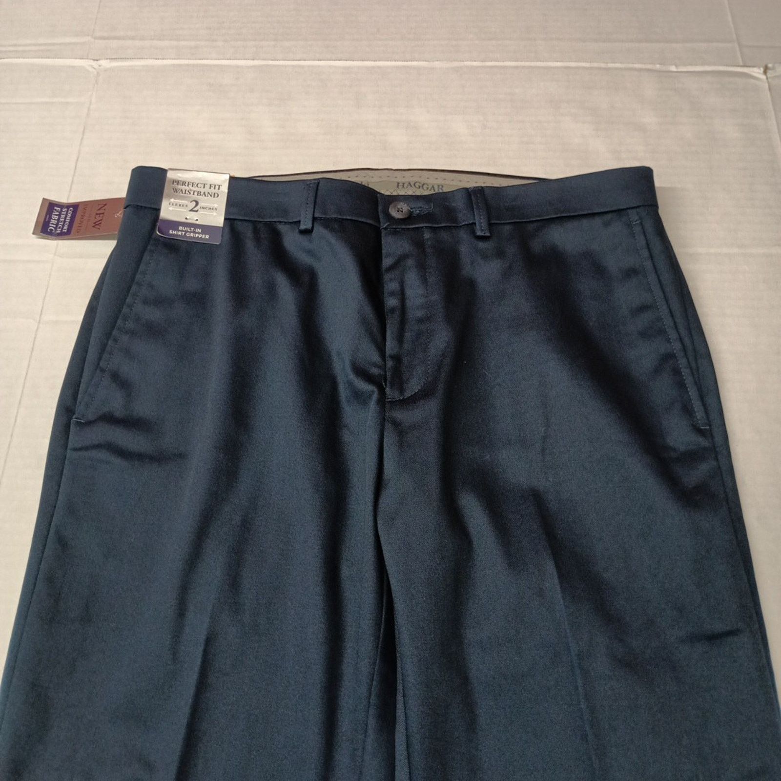 Haggar Haggar Premium Iron Free Khakis Men's 33x32 Blue Classic Fit Size US 33 - 4 Thumbnail