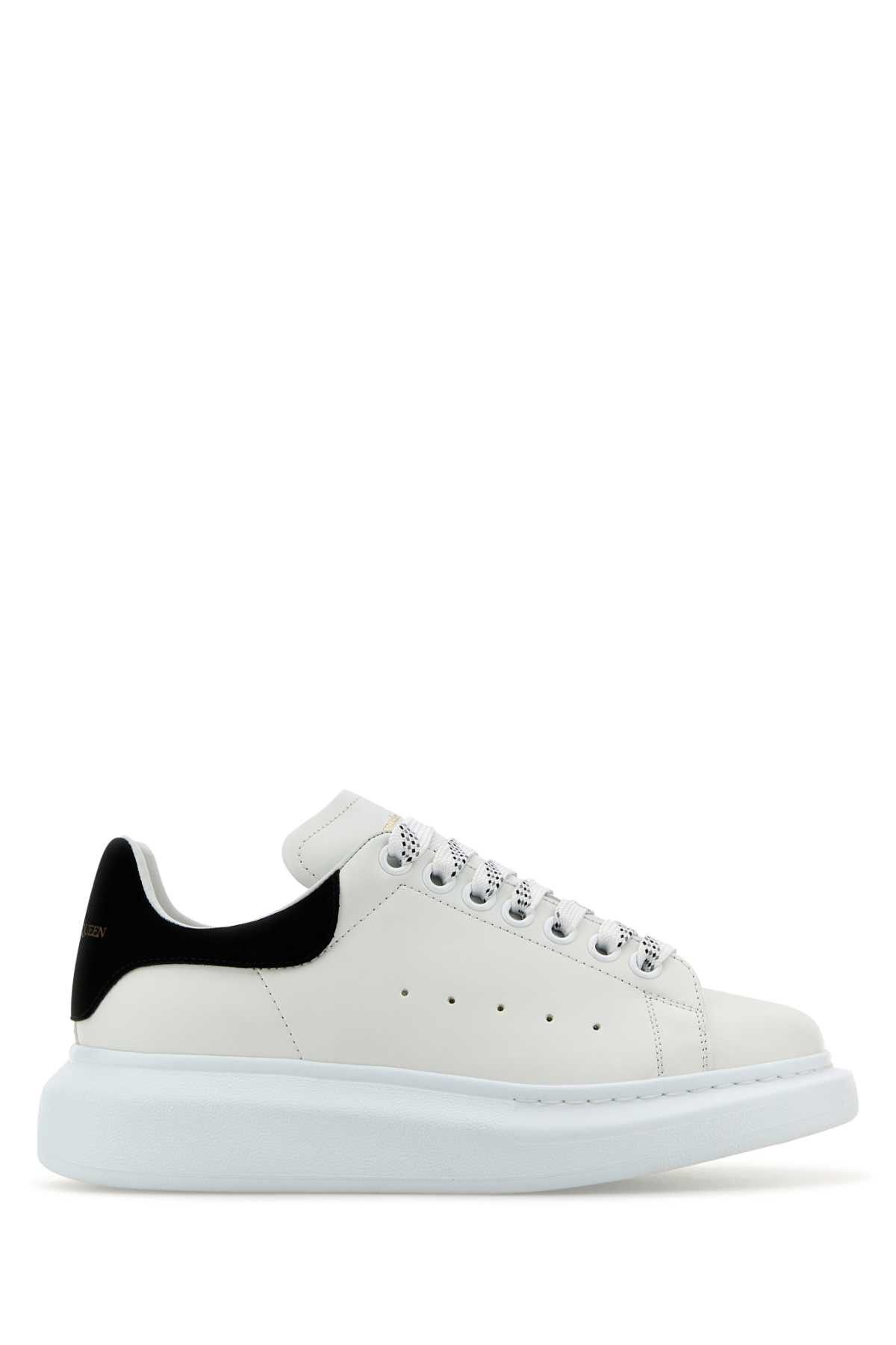 Alexander McQueen White Leather Sneakers With Black Suede Heel Size US 8.5 / IT 38.5 - 1 Thumbnail