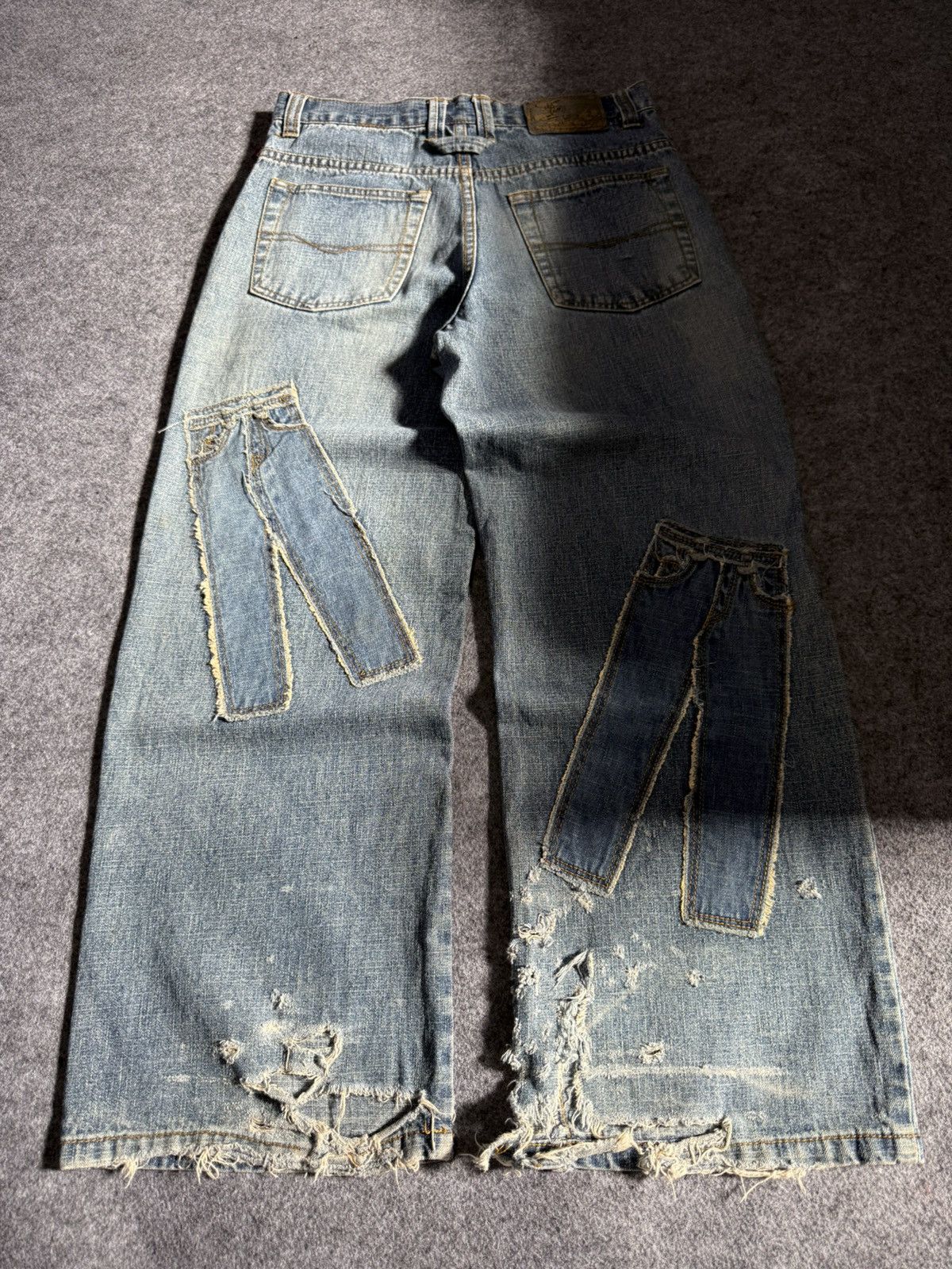 Beauty Beast × Japanese Brand Ignition Trompe L’oeil Pants On Pants Patched Denim Jeans Size US 27 - 13 Thumbnail