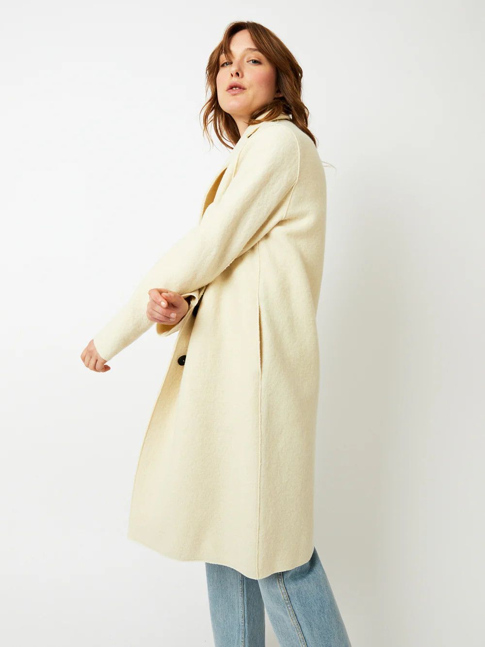 Harris Wharf London o1s22i1n1024 Single-Breasted Wool Boiled Coat in Ivory Size S / US 4 / IT 40 - 4 Thumbnail