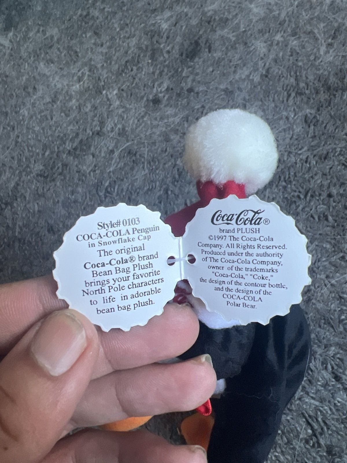 Coca Cola 1997 Coca-Cola Penguin In Snowflake Cap Bean Bag Plush Size ONE SIZE - 4 Thumbnail
