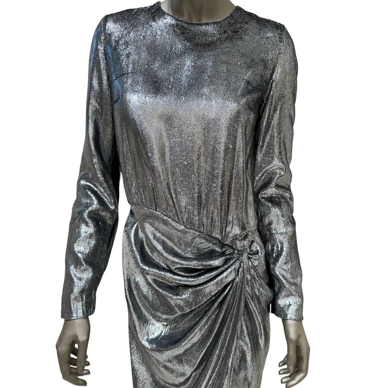 Saint Laurent Paris Saint Laurent Metallic Printed Midi Dress - Size 38 Size S / US 4 / IT 40 - 3 Thumbnail
