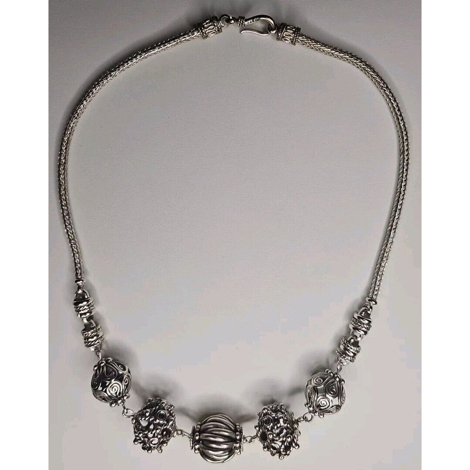 Sterling Silver Suarti Vintage Sterling Silver Chunky Bali Bead Necklace Size ONE SIZE - 1 Thumbnail