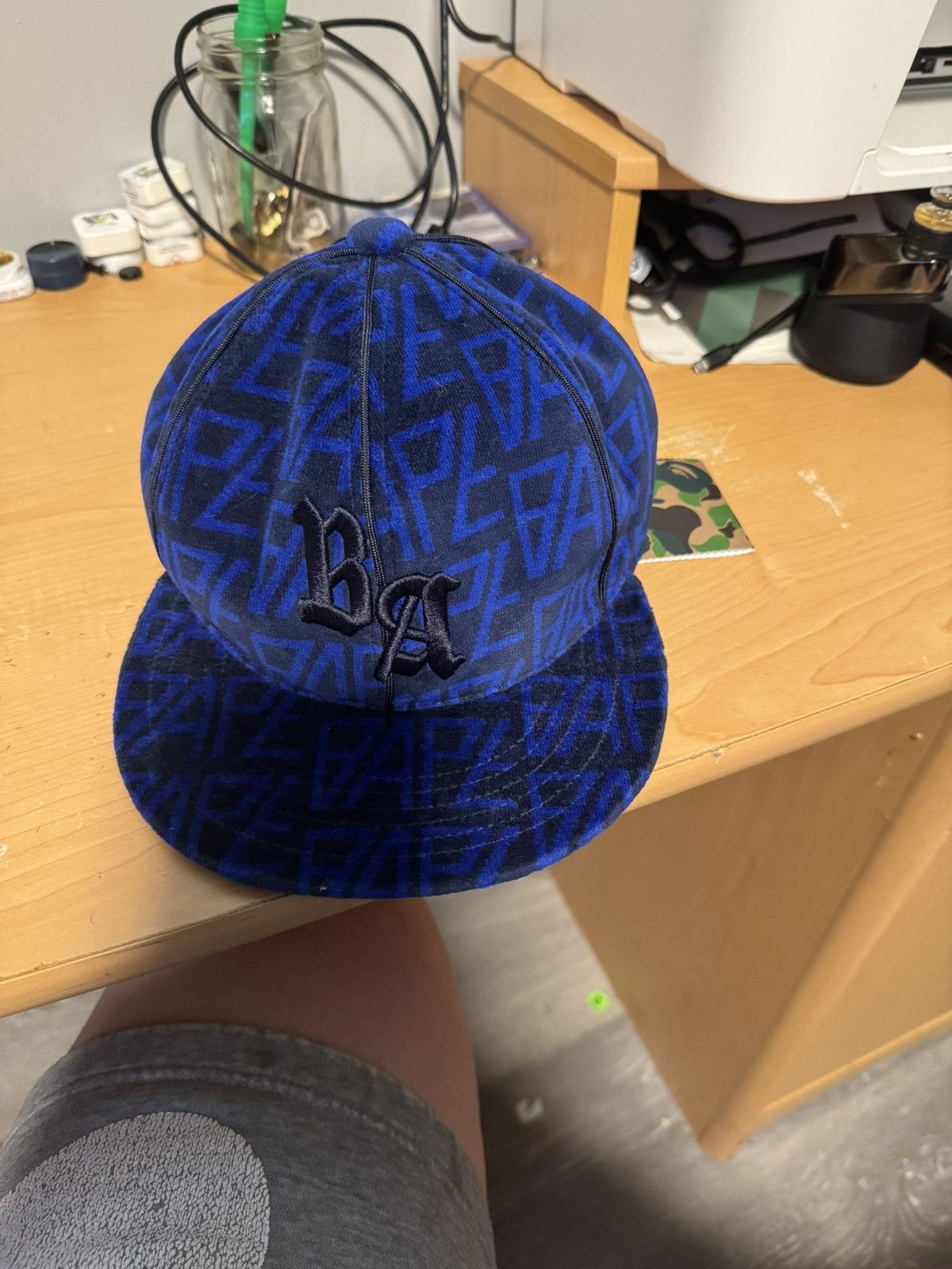 Bape BAPE Bape Logo Monogram Velour Cap. Size Medium Size 36 - 2 Thumbnail