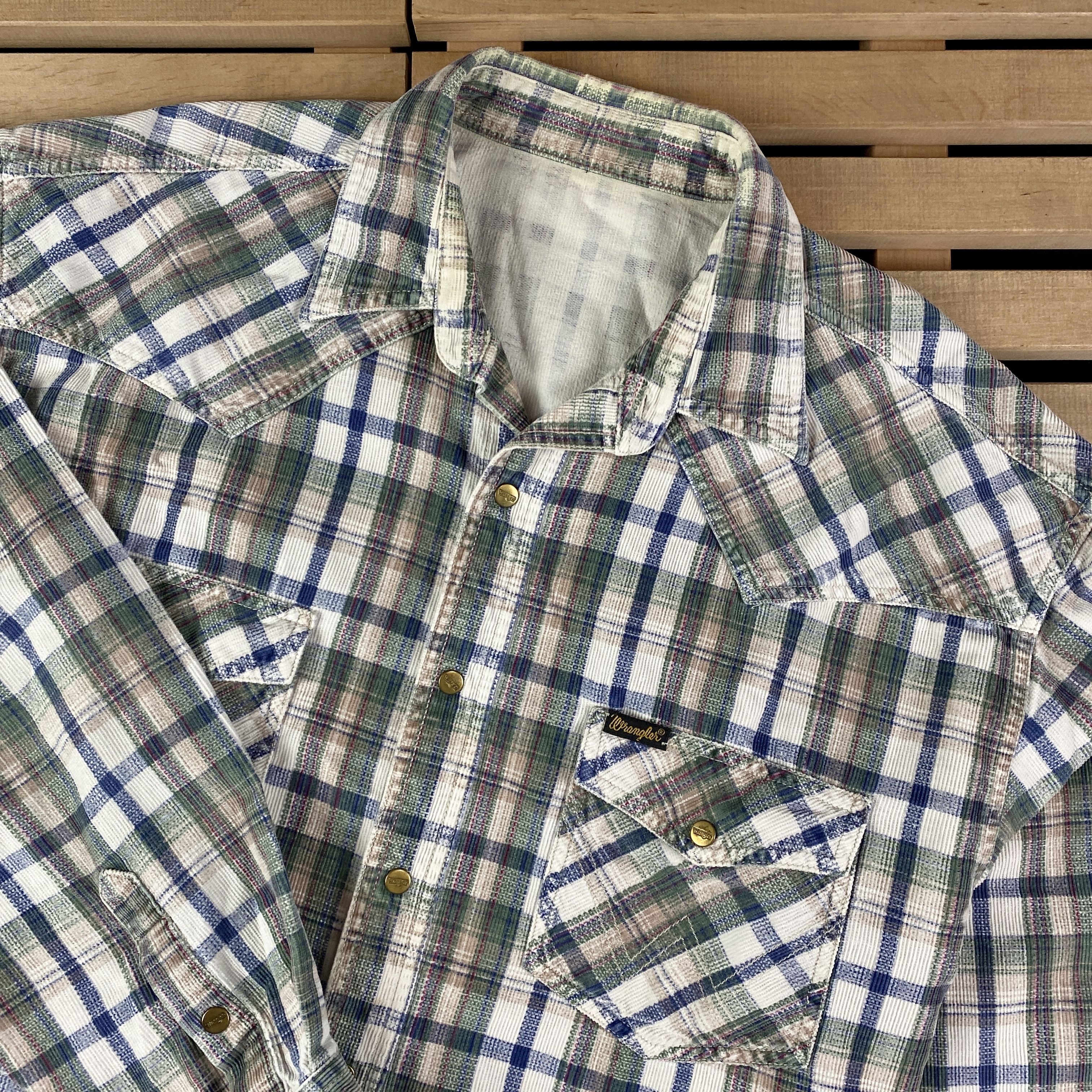 Vintage × Wrangler Mens Vintage Long Sleeve Shirts Wrangler Size XL Cotton Size US XL / EU 56 / 4 - 2 Thumbnail