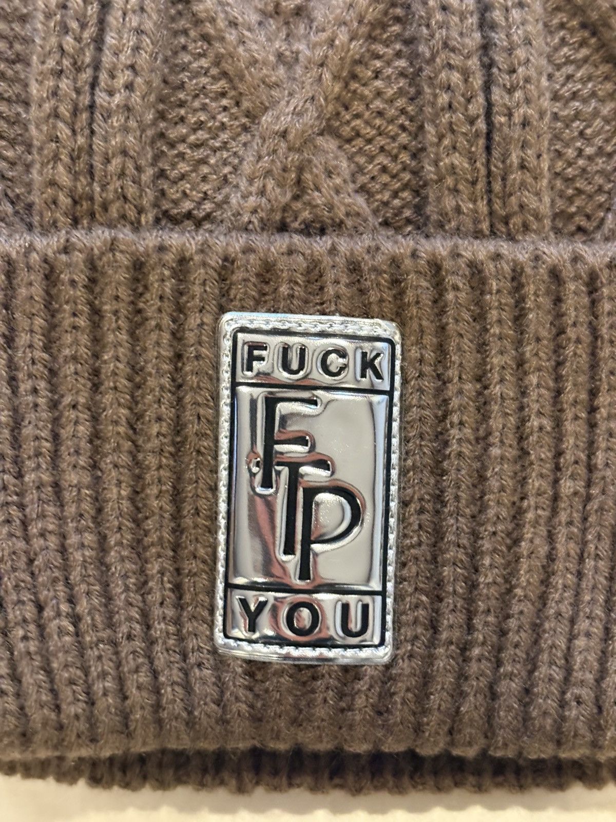 Fuck The Population FTP Big Body Cable Knit Beanie Brown Size ONE SIZE - 2 Thumbnail