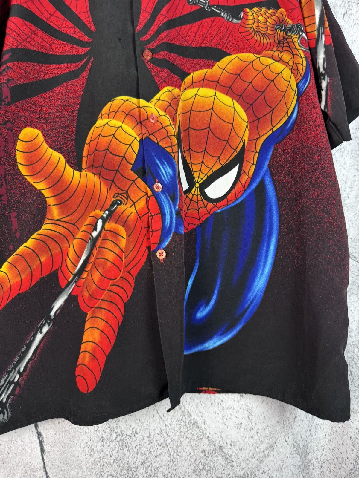 Marvel Comics NWT VTG 90s Y2K Marvel Comic Spiderman AOP Button up L/XL Size US L / EU 52-54 / 3 - 4 Thumbnail