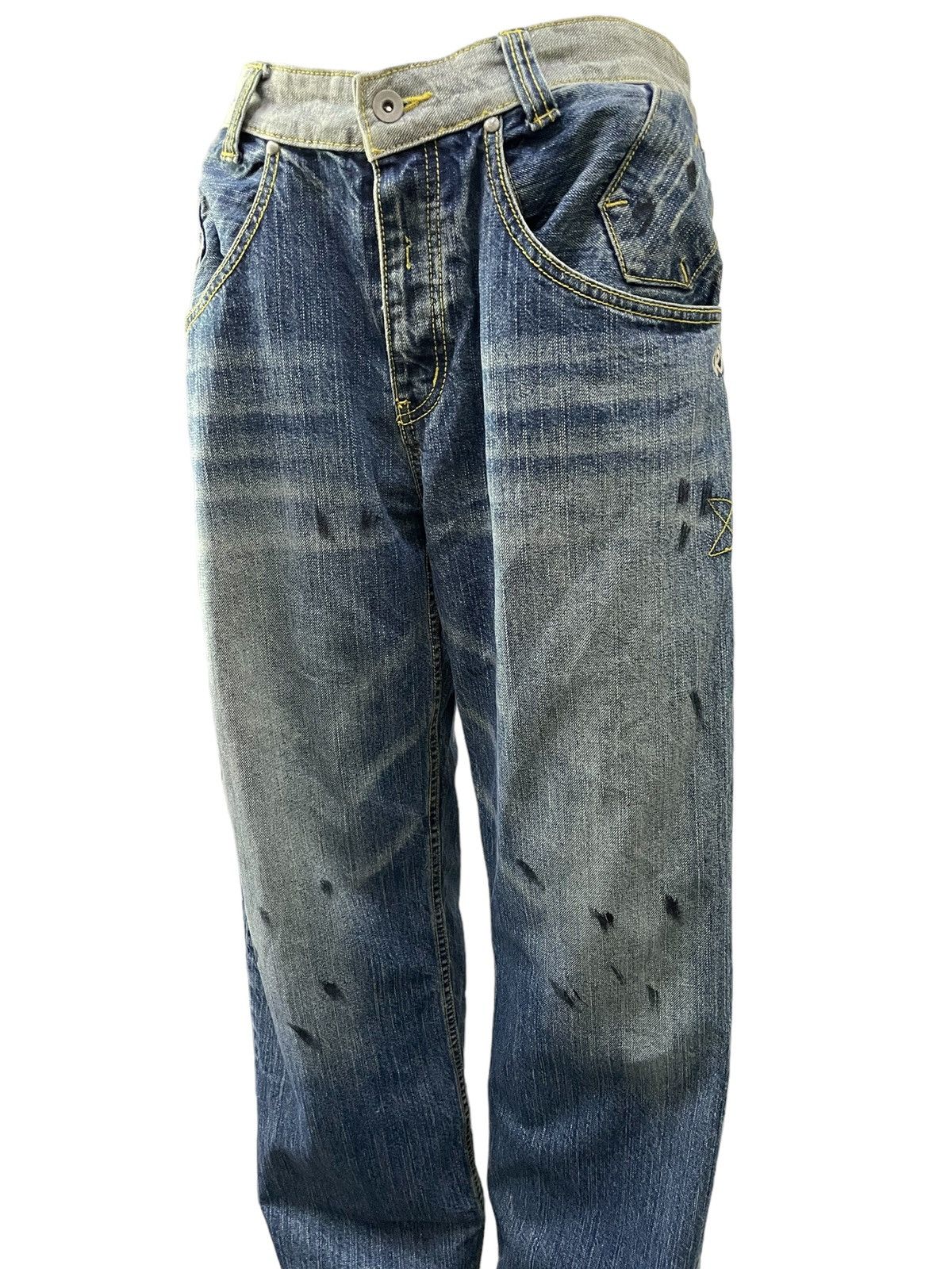 Artful Dodger × Ed Hardy Real Bvoice Painted Dirty Baggy Loose Jeans Size US 34 / EU 50 - 9 Thumbnail