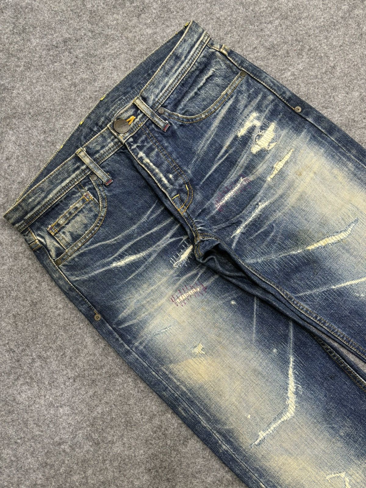 Japanese Brand 💥Sick💥BAGARCH Distressed Raw Stitch Selvedge Denim F543 Size US 31 - 10 Thumbnail