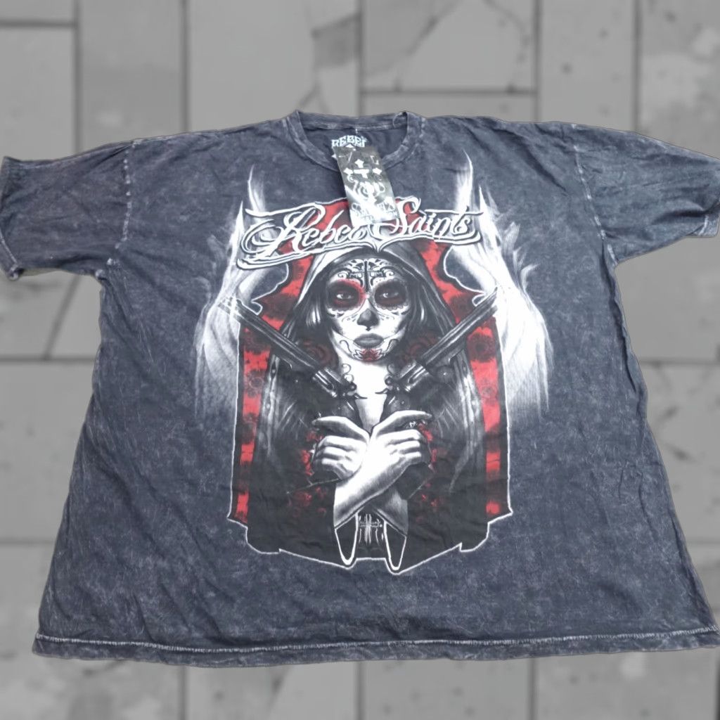 Affliction Rebel Saints Shirt 2XL Gray Day of the Dead Affliction NEW Shirt Mens Crew Neck Short Sleeve Pullover Graphic Print Basic T-Shirt Size US XXL / EU 58 / 5 - 1 Thumbnail