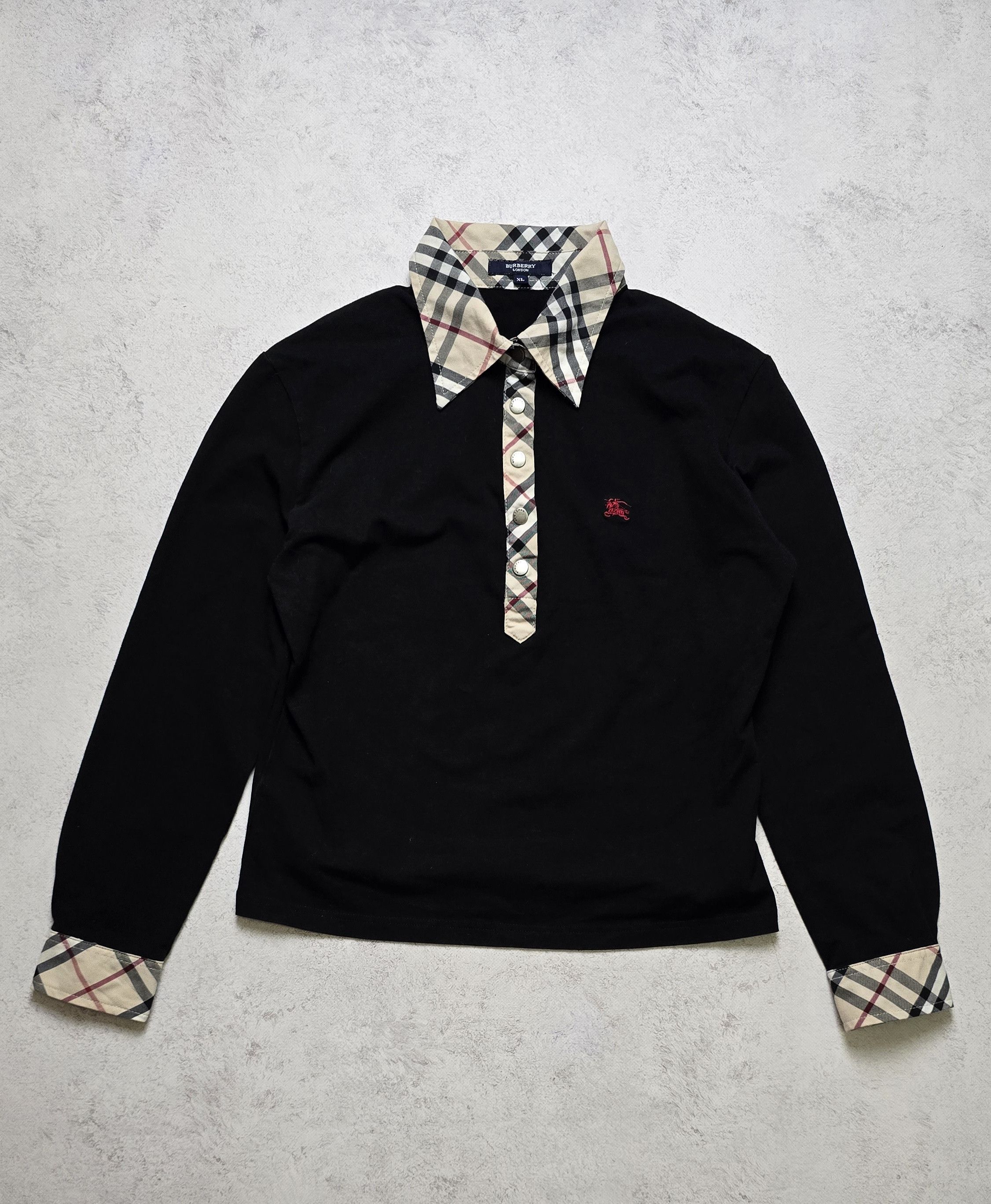 Burberry Burberry Long Sleeve Polo Shirt With Nova Check Collar 